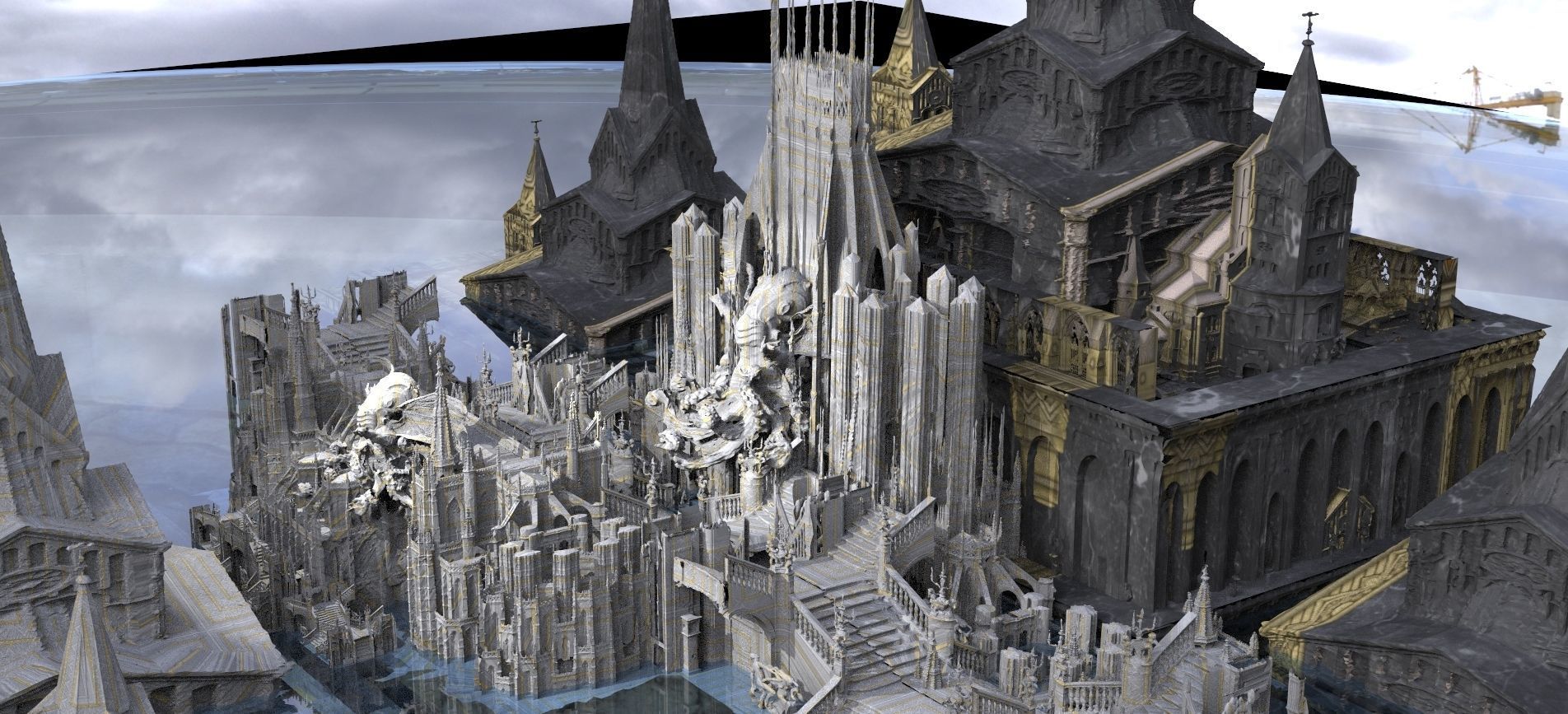 Ancient Babylonian Golden City kit bash 3D model_2