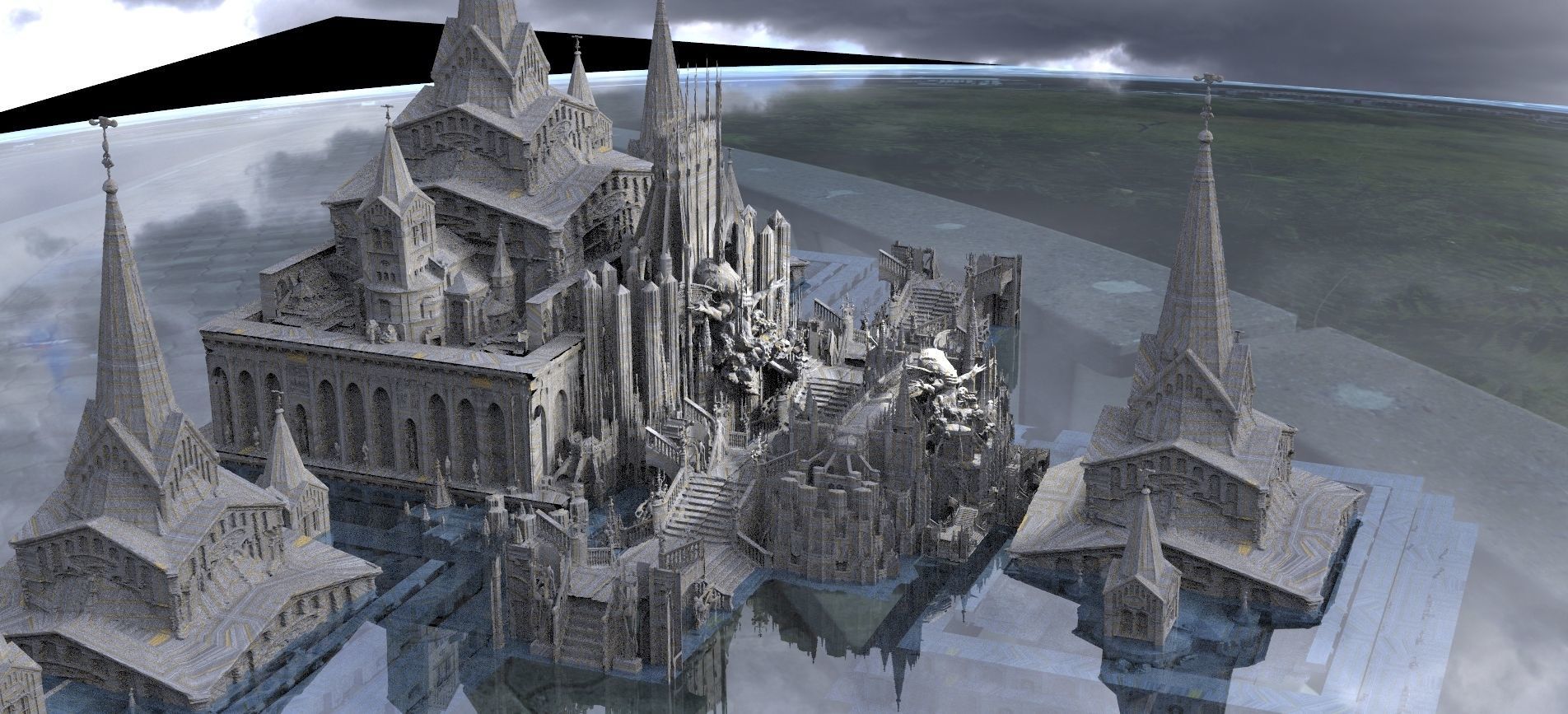 Ancient Babylonian Golden City kit bash 3D model_6