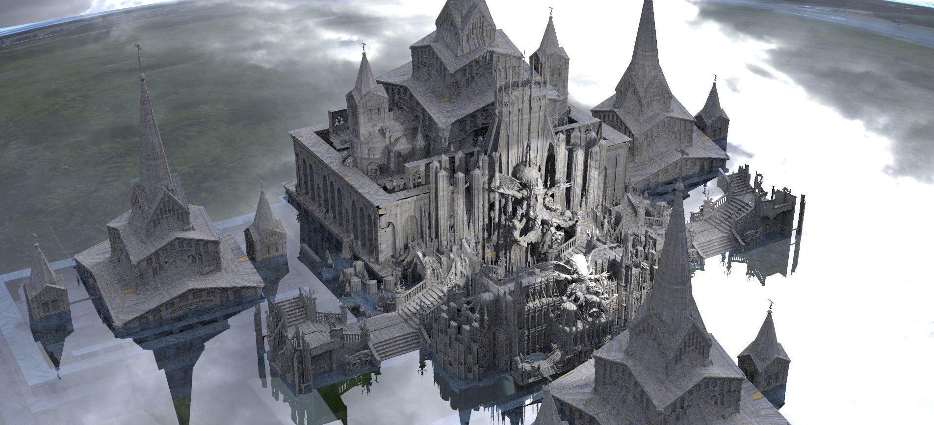 Ancient Babylonian Golden City kit bash 3D model_5