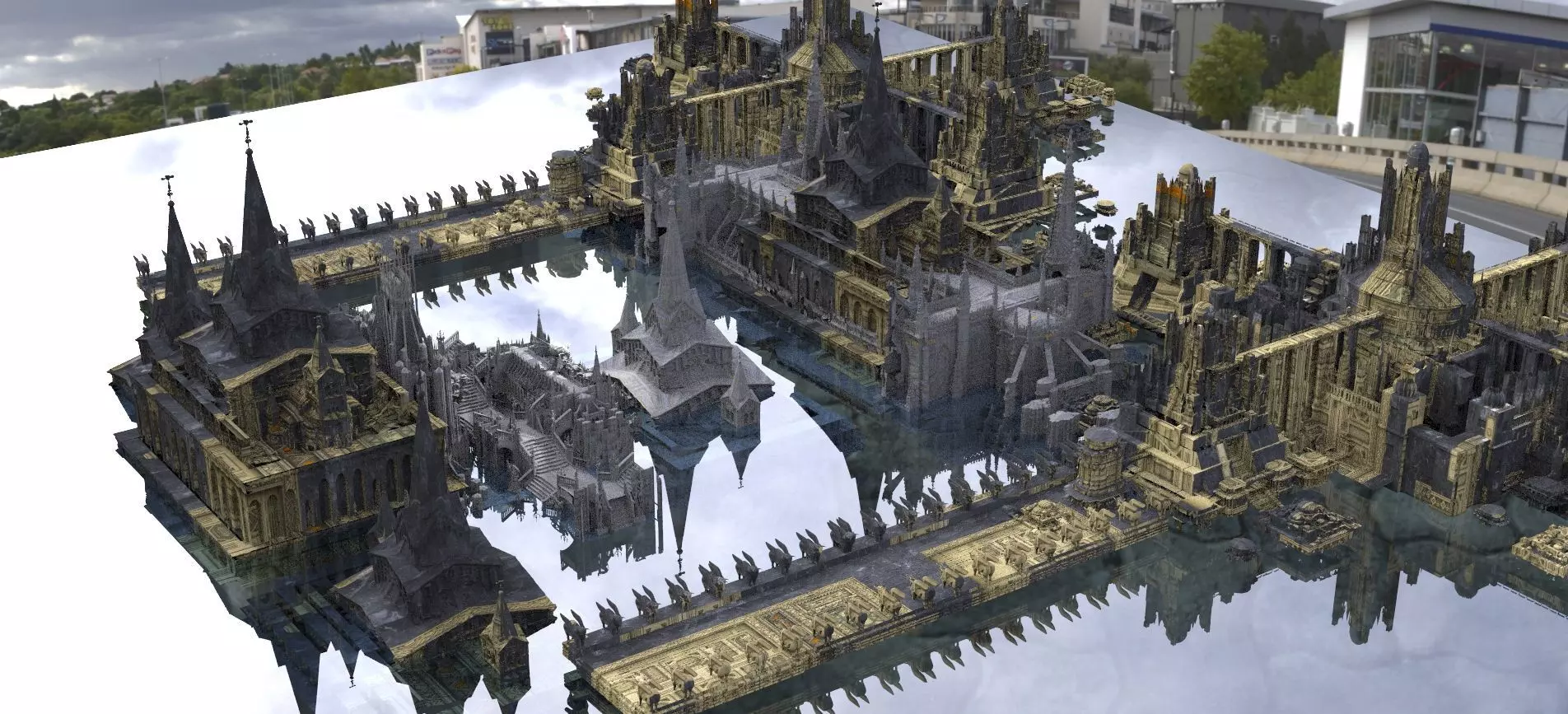 Ancient Babylonian Golden City kit bash 3D model_0