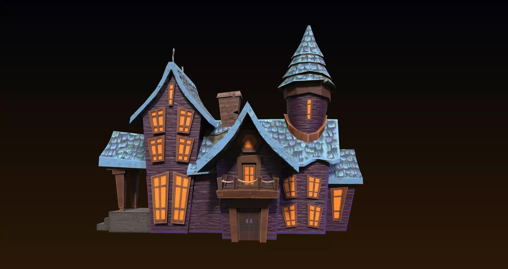 Cartoon style low poly Haunted house Remake Low-poly 3D model