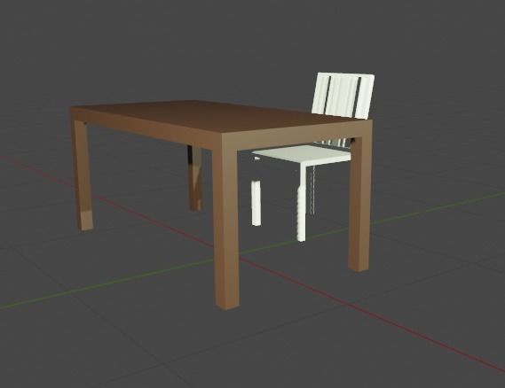 CHAISE table and chair Low-poly 3D model_2