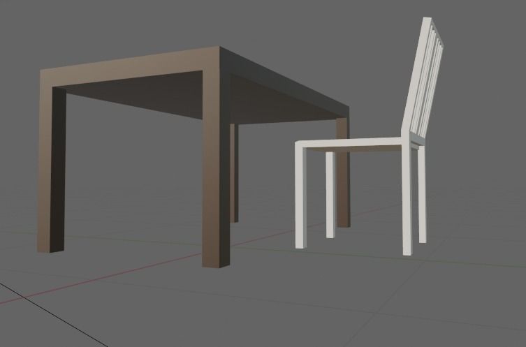 CHAISE table and chair Low-poly 3D model_1