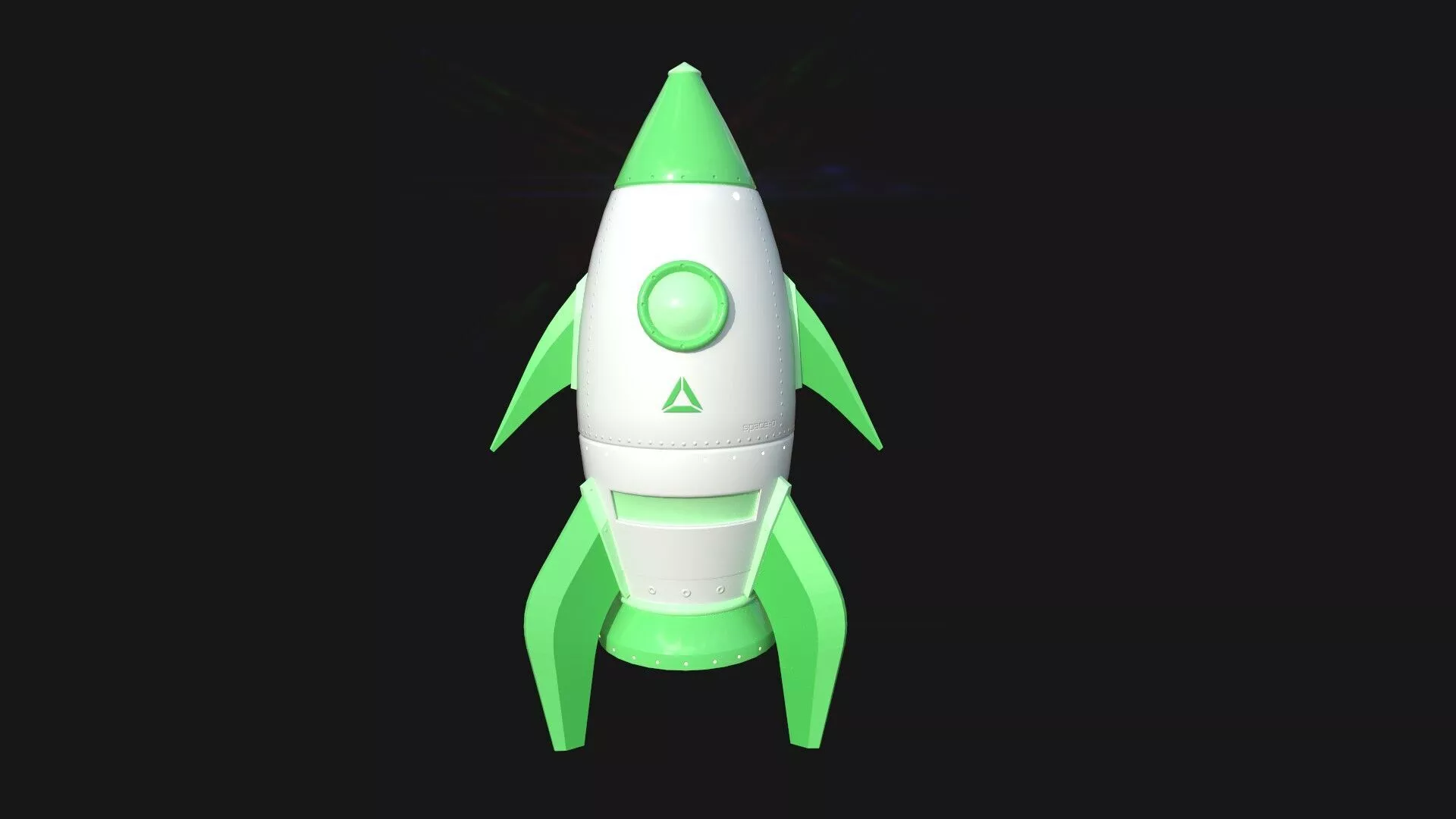 Cartoon Spaceship 08 Green - Spacecraft Vehicle SciFi Low-poly 3D model
