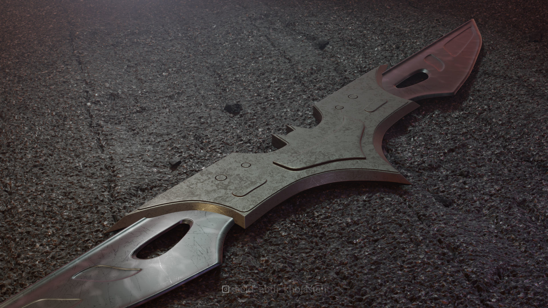 Batman blade Low-poly 3D model_3