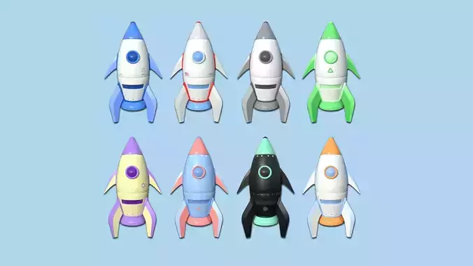 08 Cartoon Spaceship Collection - Spacecraft Vehicle SciFi