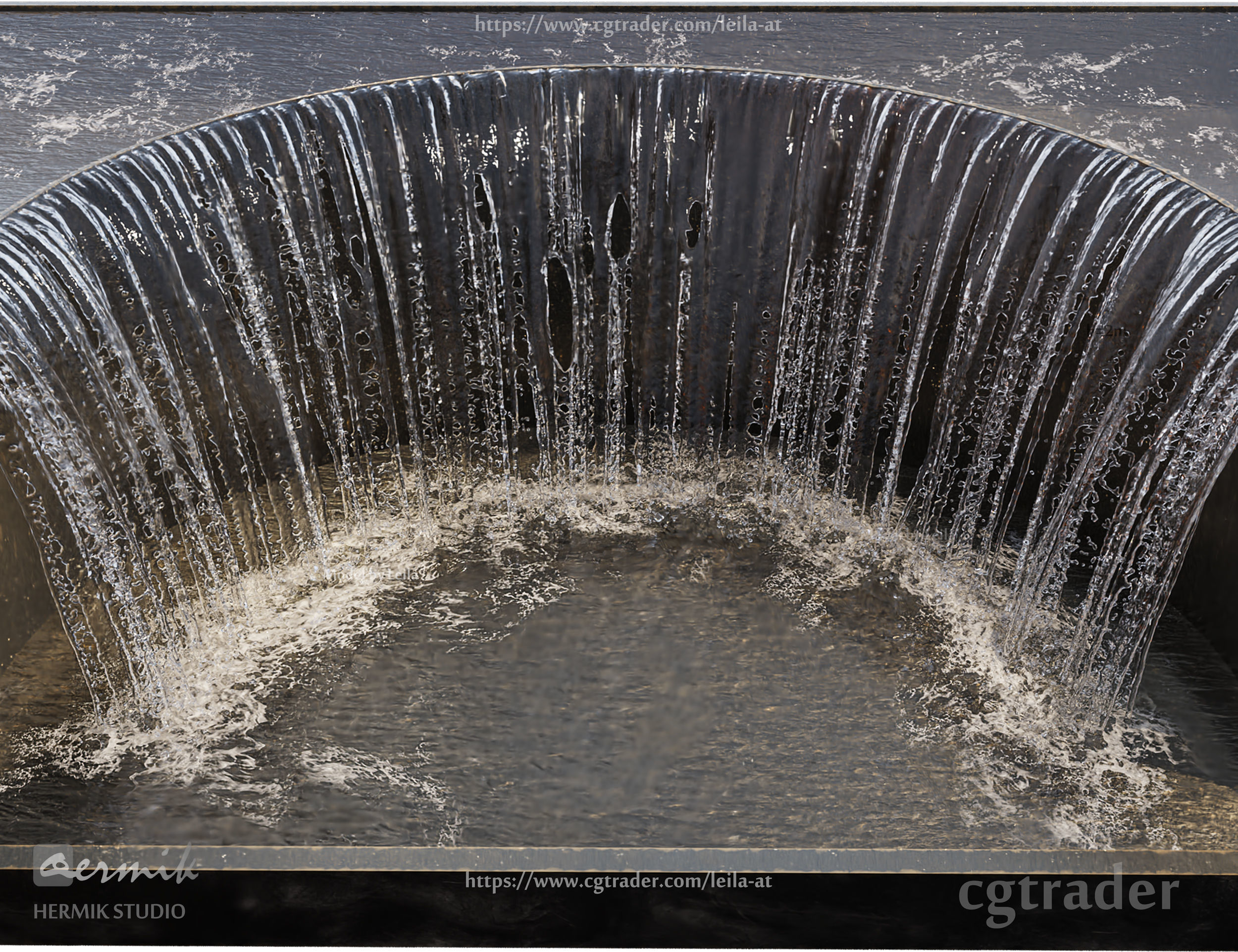  2 Waterfall fountains ARC Grand Cascade 3D model_1