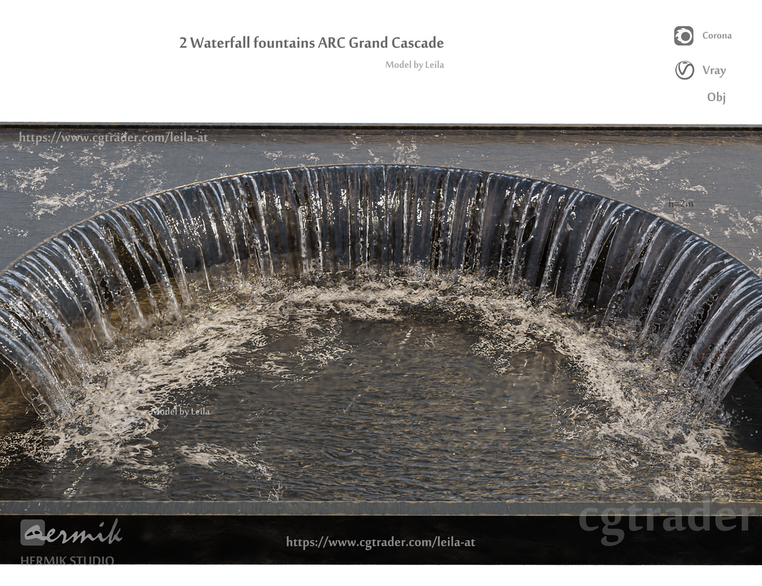 2 Waterfall fountains ARC Grand Cascade 3D model_3