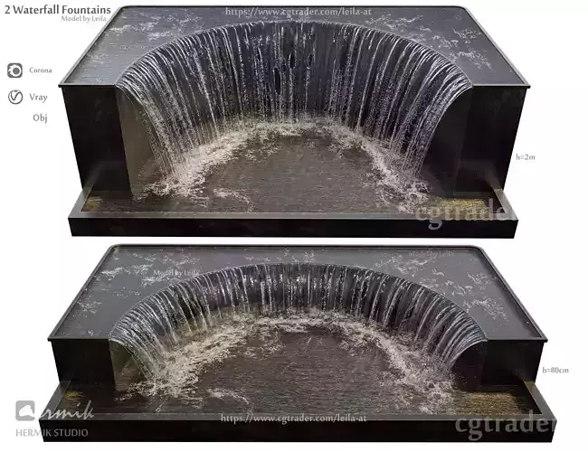  2 Waterfall fountains ARC Grand Cascade 3D model