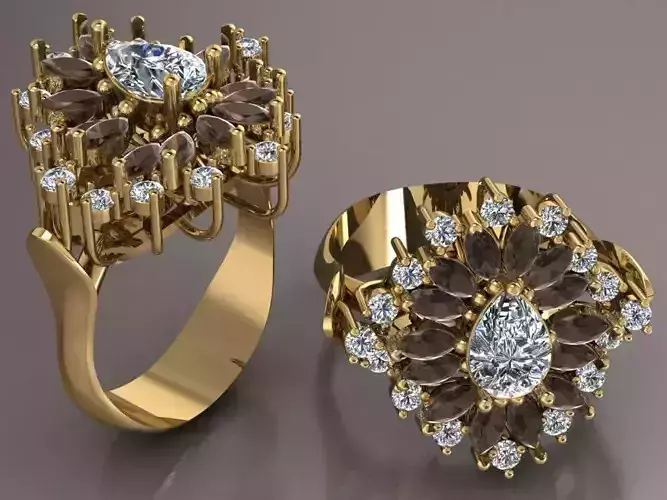 marquise diamond ring 13 3D print model