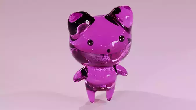 Crystal baby bear figure with spin animation 3D model