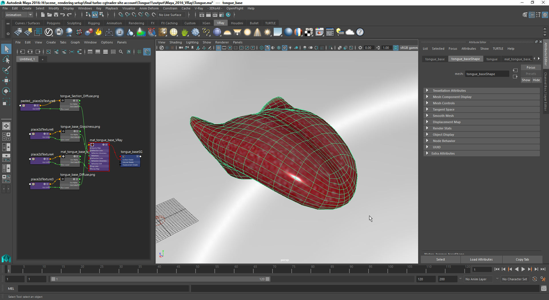 Tongue lip Low-poly 3D model_10