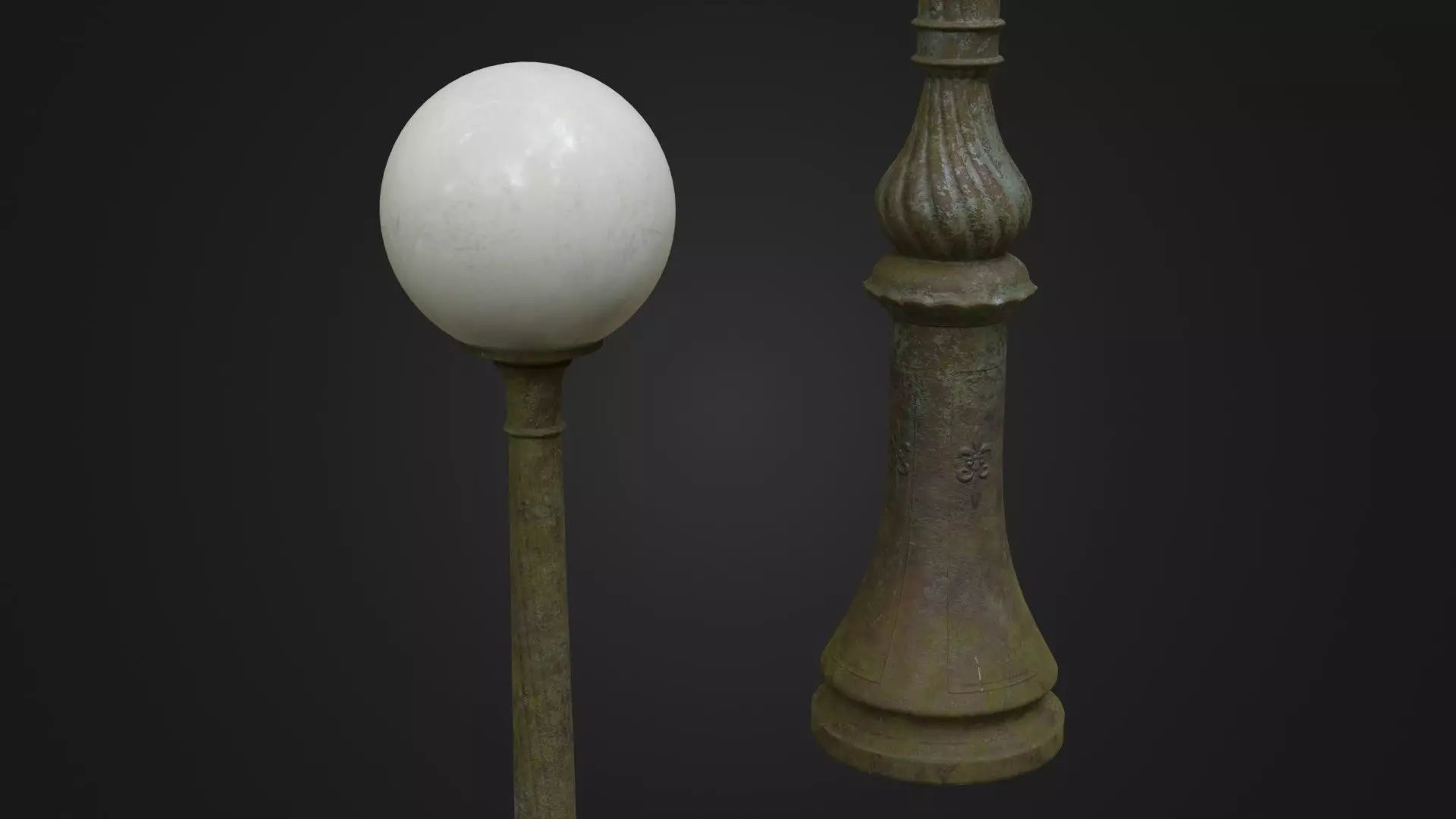 Old Worn Street Light Lamp post 08 Low-poly 3D model_0