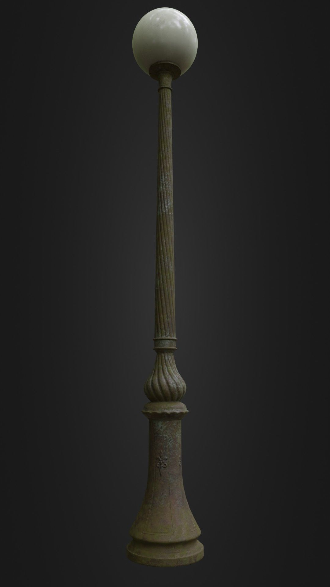 Old Worn Street Light Lamp post 08 Low-poly 3D model_9