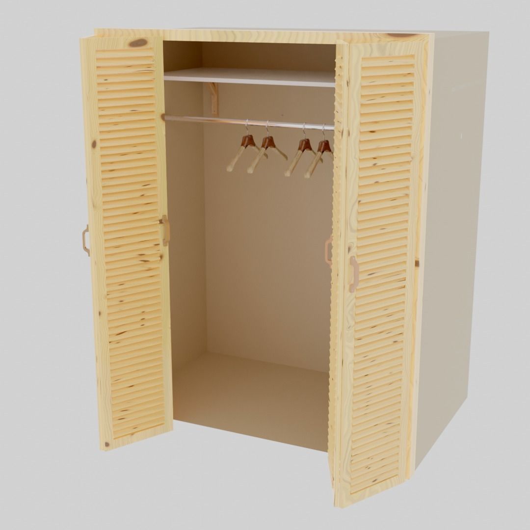 Closet Wardrobe with Bi-folding 4x doors 3D model_1