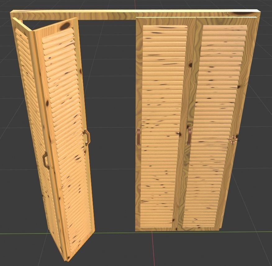 Closet Wardrobe with Bi-folding 4x doors 3D model_3