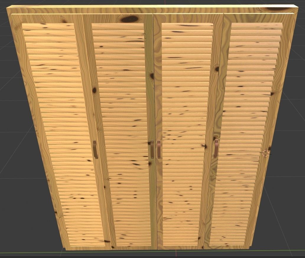 Closet Wardrobe with Bi-folding 4x doors 3D model_5