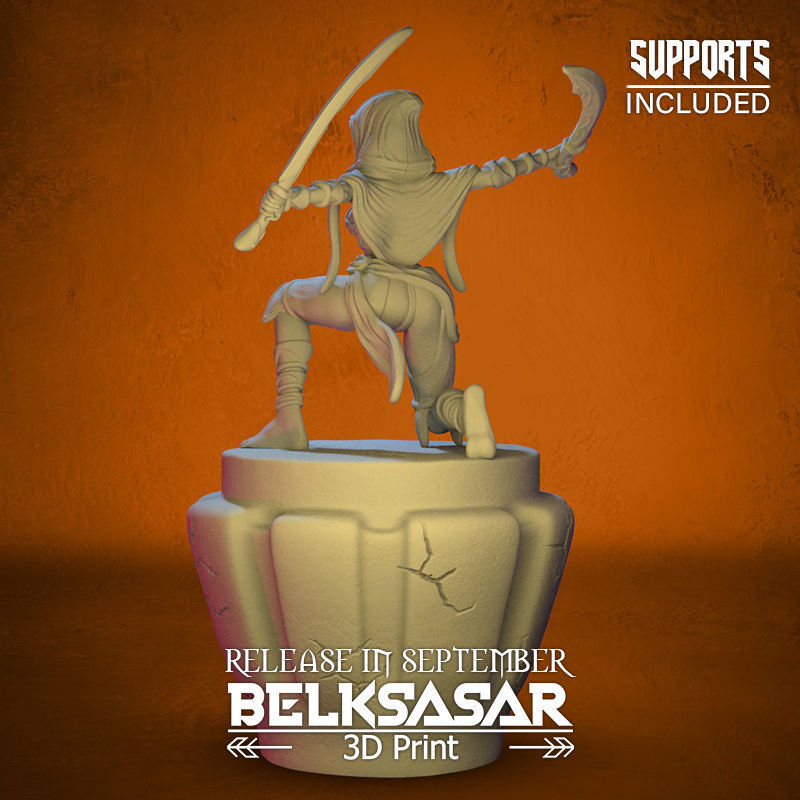 Battle Rogue Girl Normal and Nude 3D print model_8