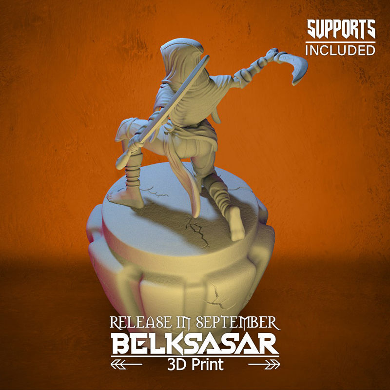 Battle Rogue Girl Normal and Nude 3D print model_34