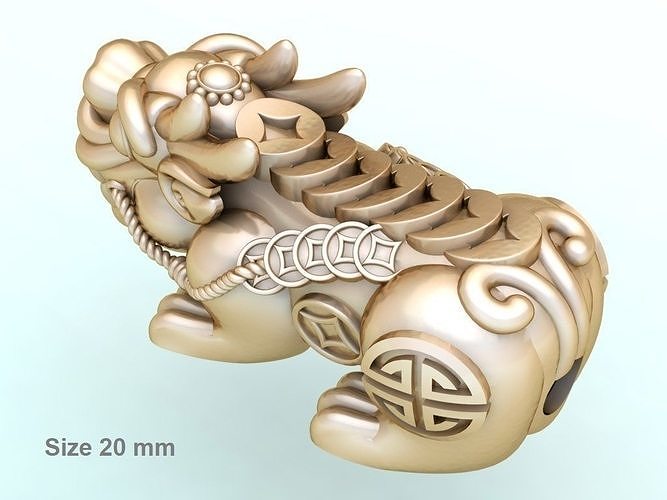 Pixiu money coin Bracelet - Unicorn  bracelet - Size 20 mm   3D print model