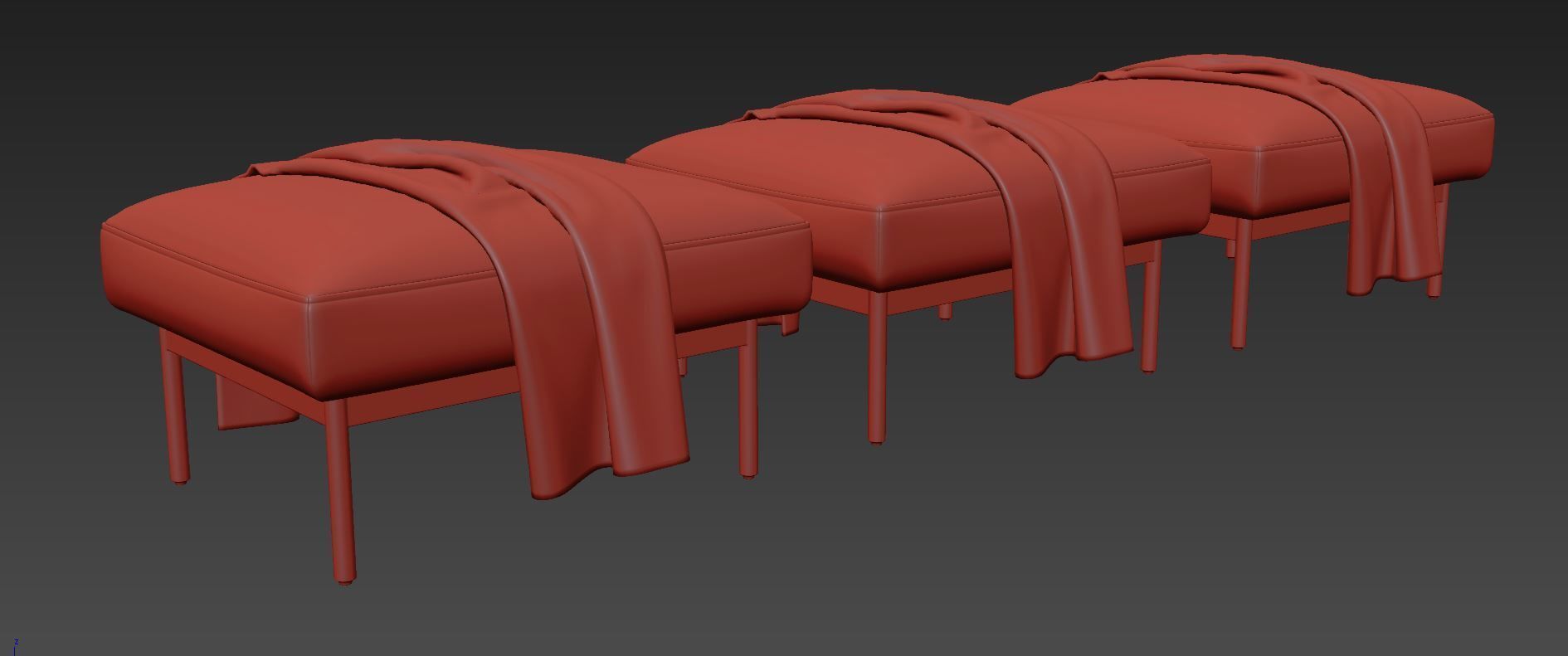 Puff Puff Small Bench by blu dot 3D model_10