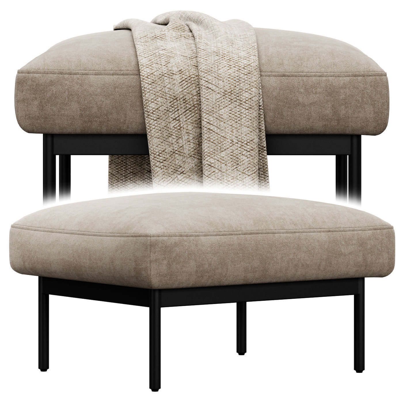 Puff Puff Small Bench by blu dot 3D model_5