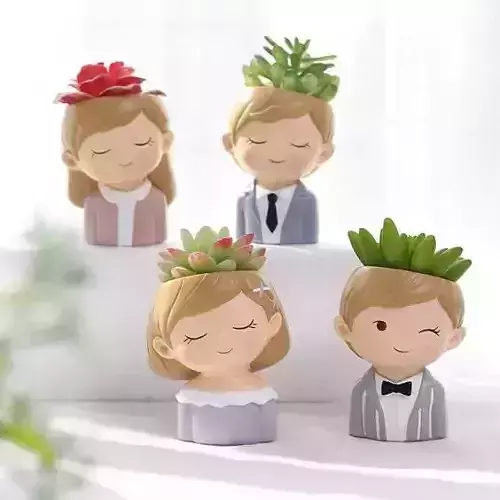 PACK 2 CUTE GIRLS AND BOYS PLANTERS