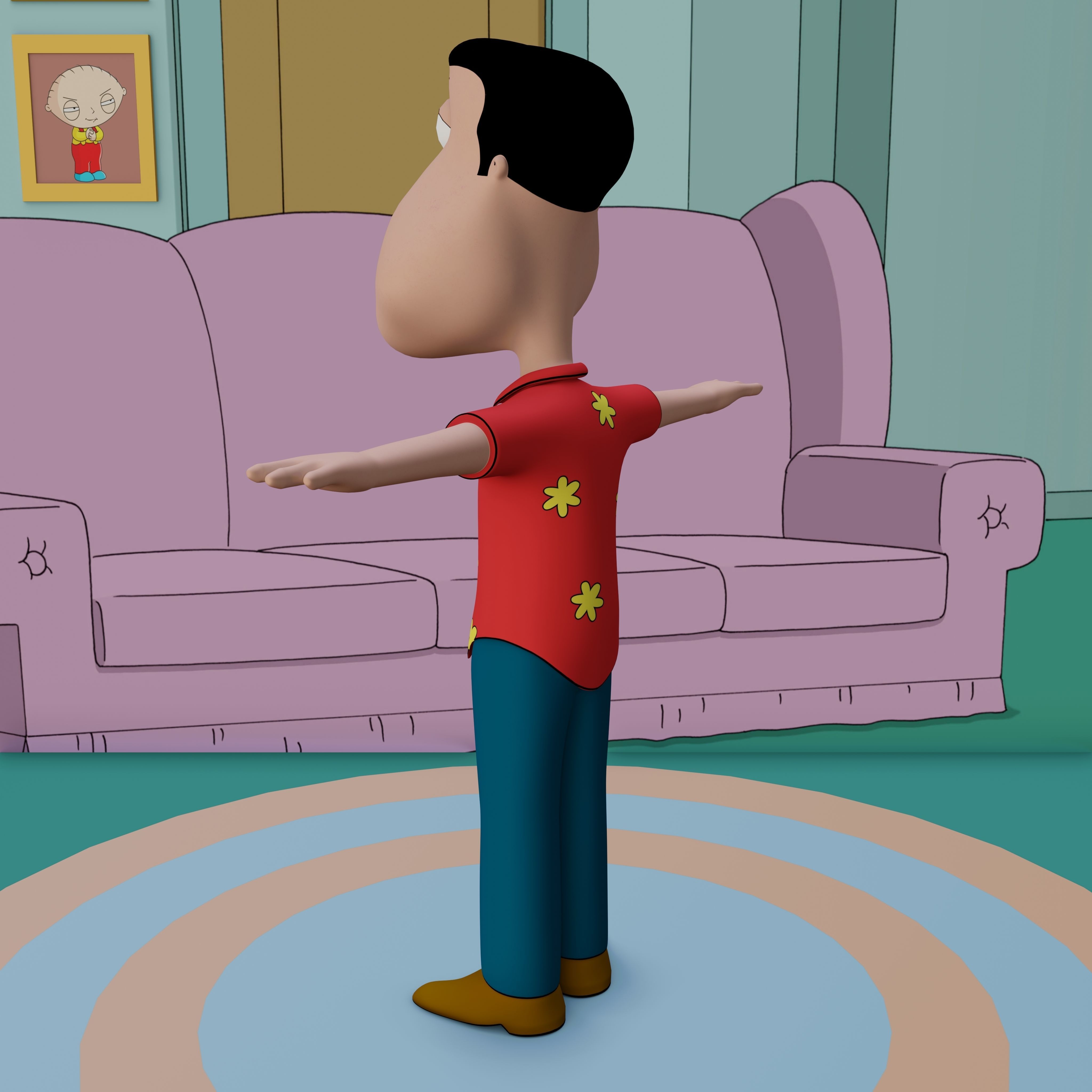 Glenn Quagmire From Family Guy - Rigged Low-poly 3D model_45