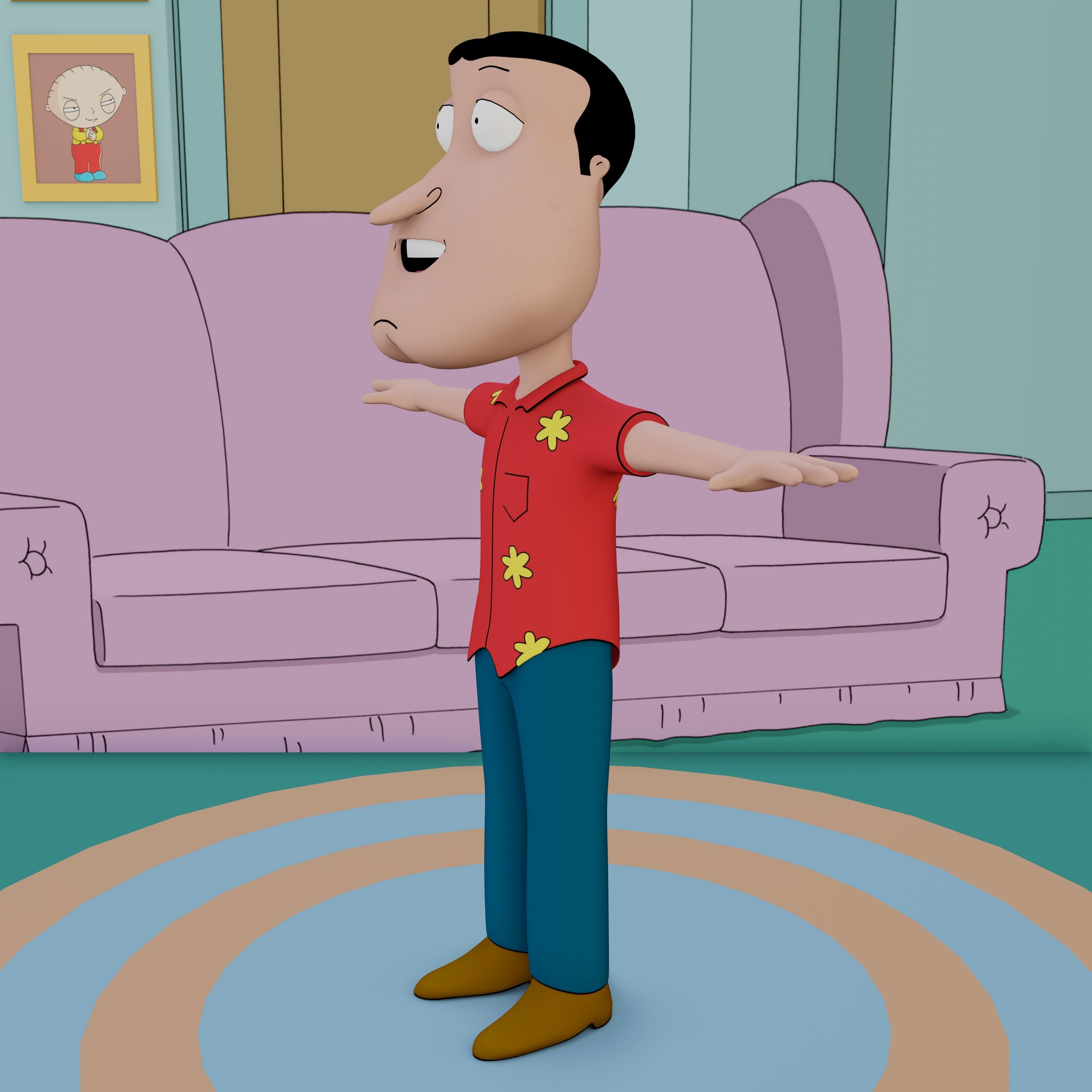 Glenn Quagmire From Family Guy - Rigged Low-poly 3D model_42