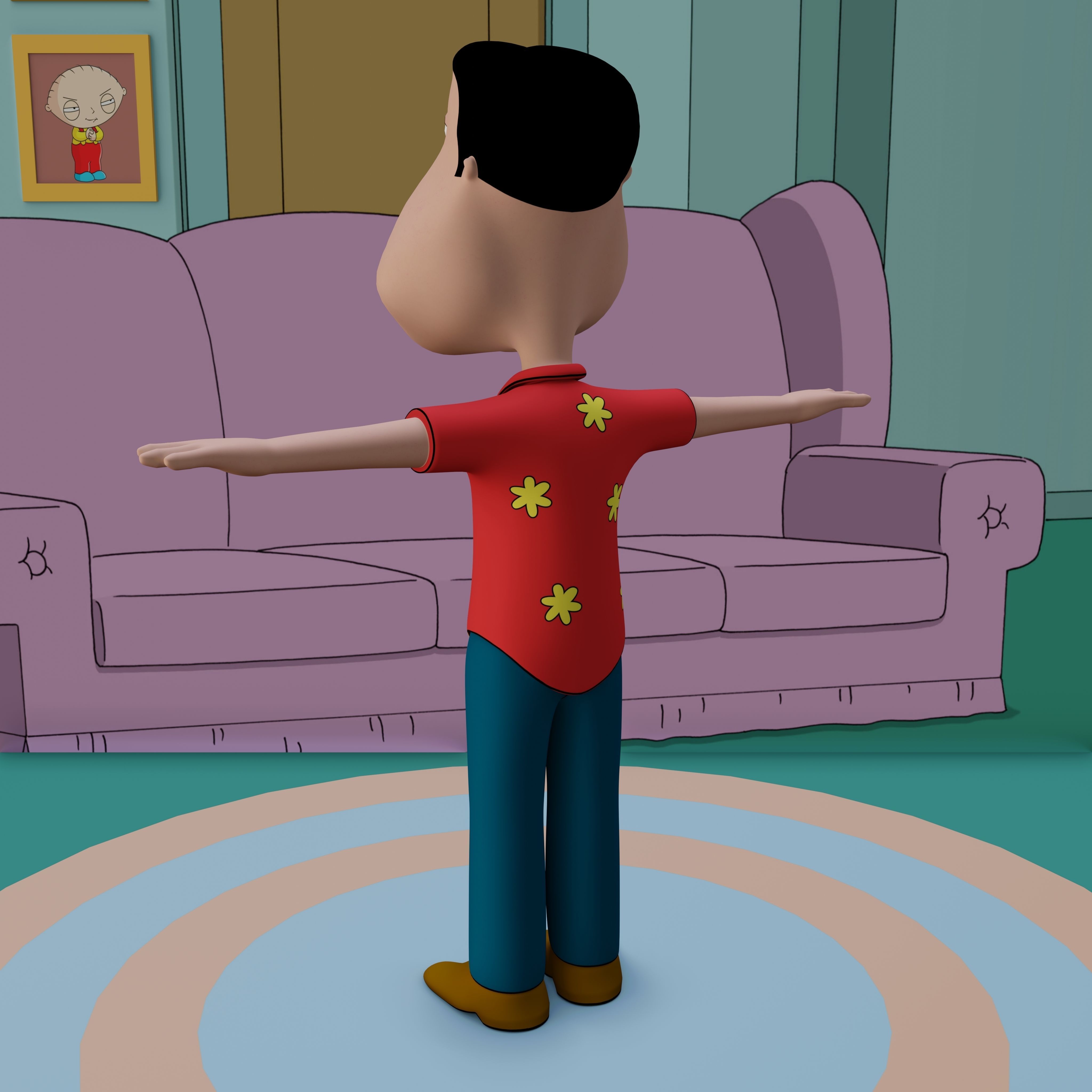 Glenn Quagmire From Family Guy - Rigged Low-poly 3D model_46