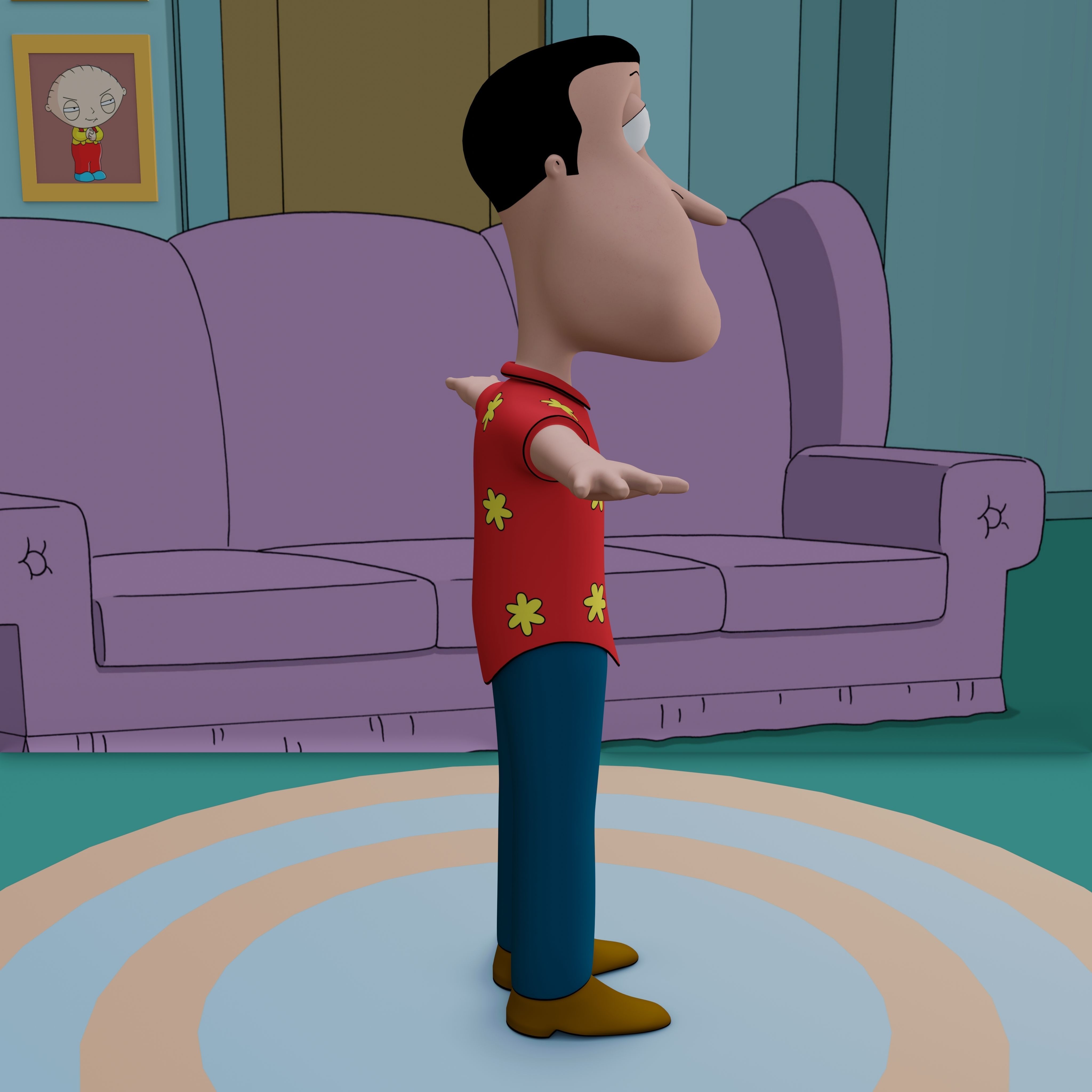Glenn Quagmire From Family Guy - Rigged Low-poly 3D model_51