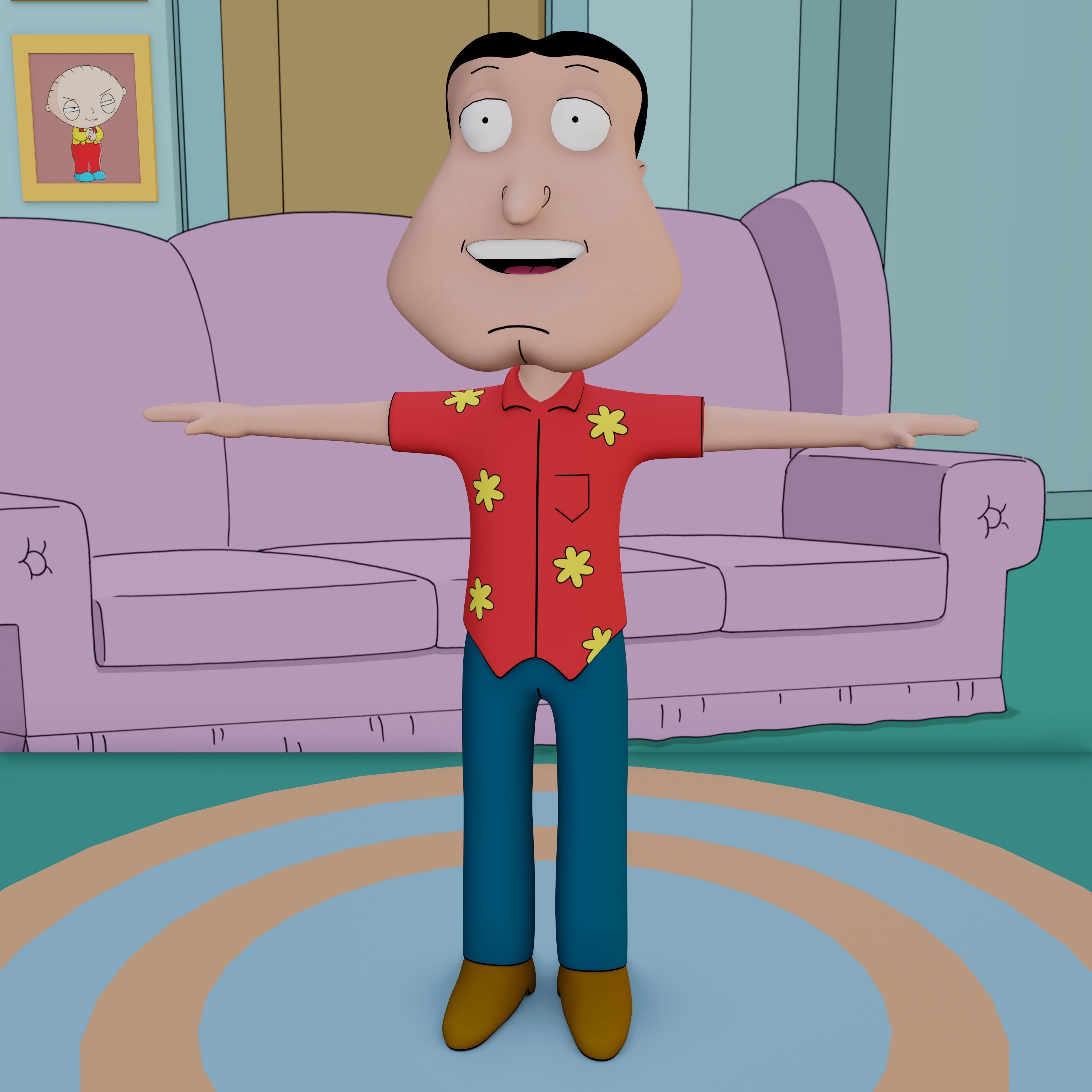 Glenn Quagmire From Family Guy - Rigged Low-poly 3D model_38