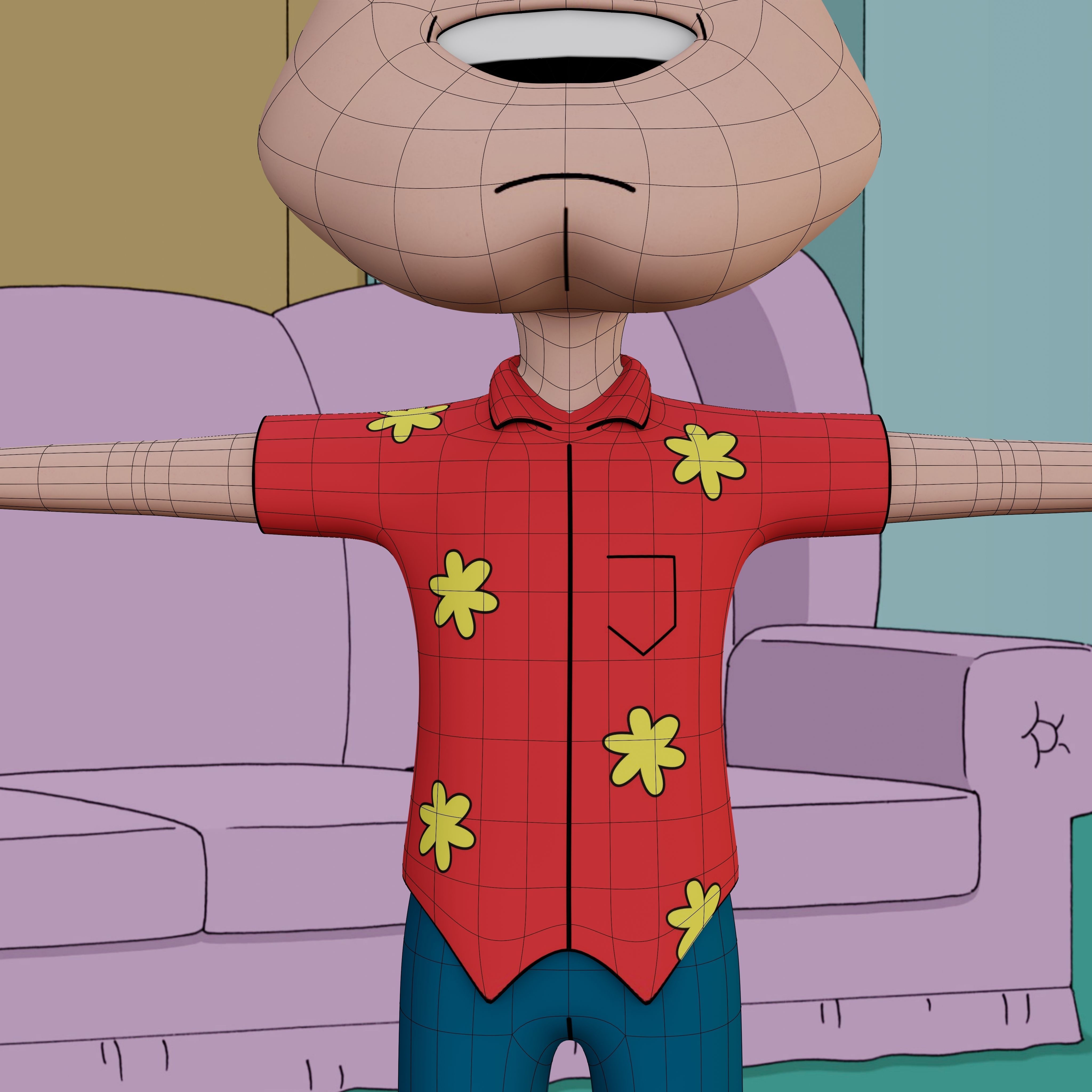 Glenn Quagmire From Family Guy - Rigged Low-poly 3D model_7