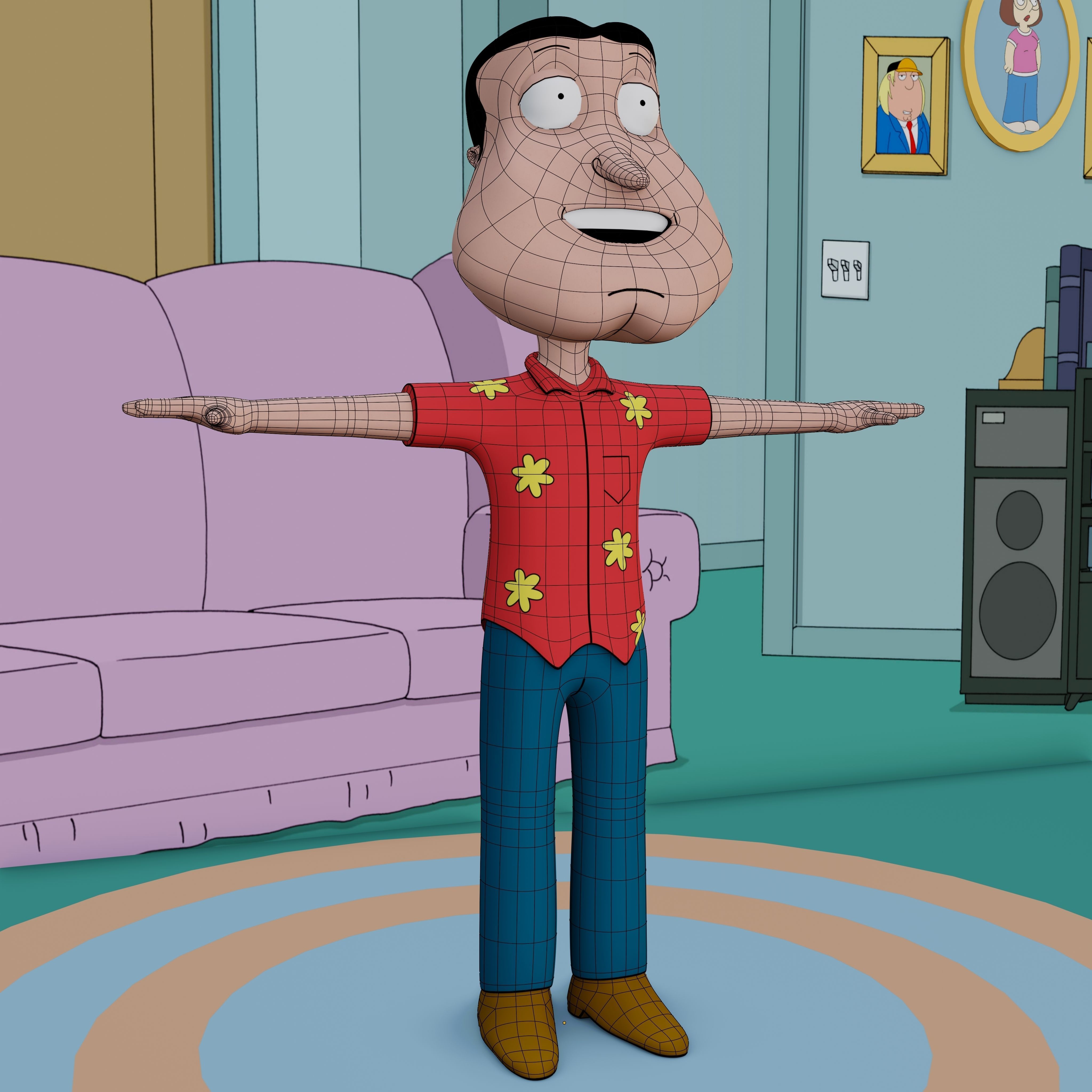 Glenn Quagmire From Family Guy - Rigged Low-poly 3D model_8