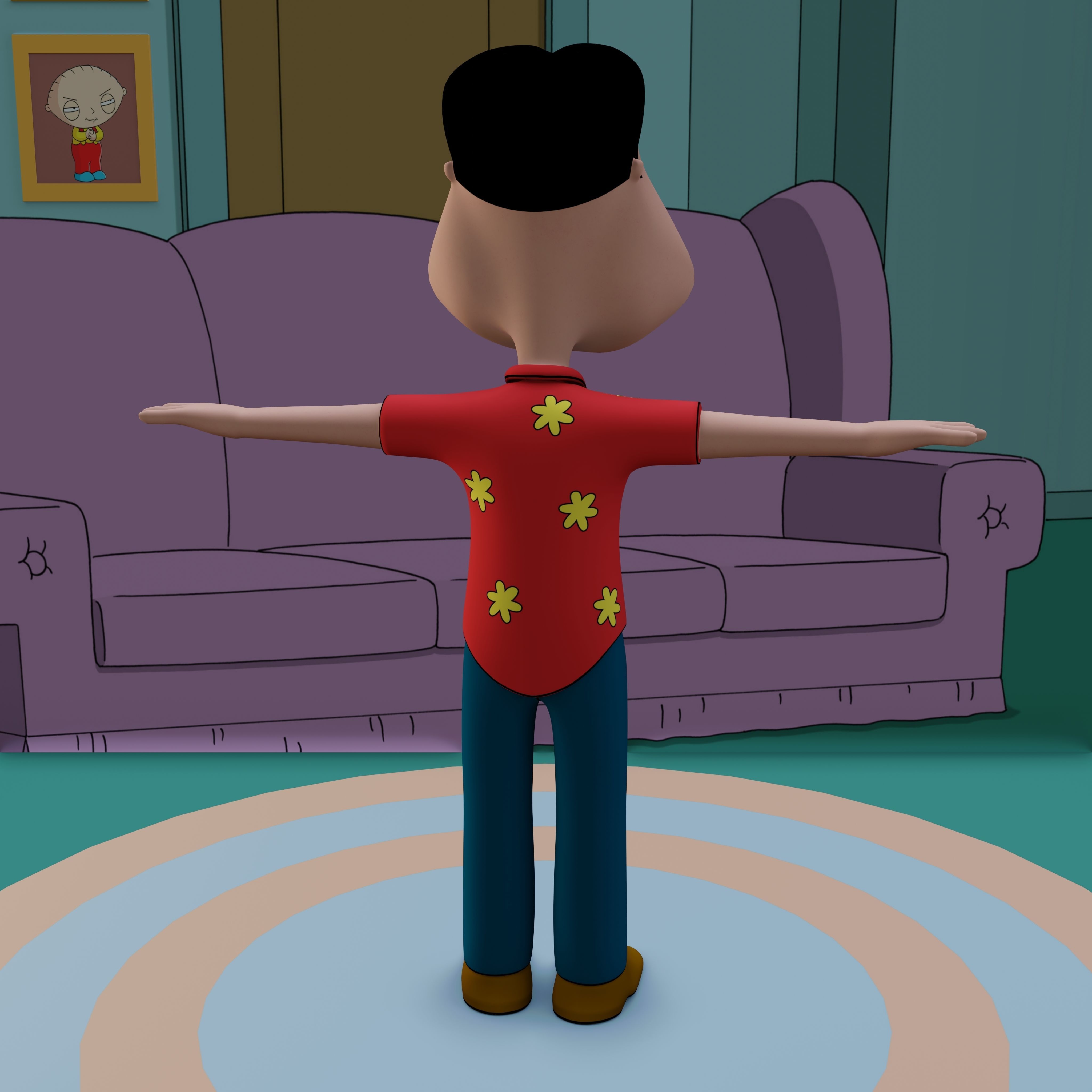 Glenn Quagmire From Family Guy - Rigged Low-poly 3D model_48