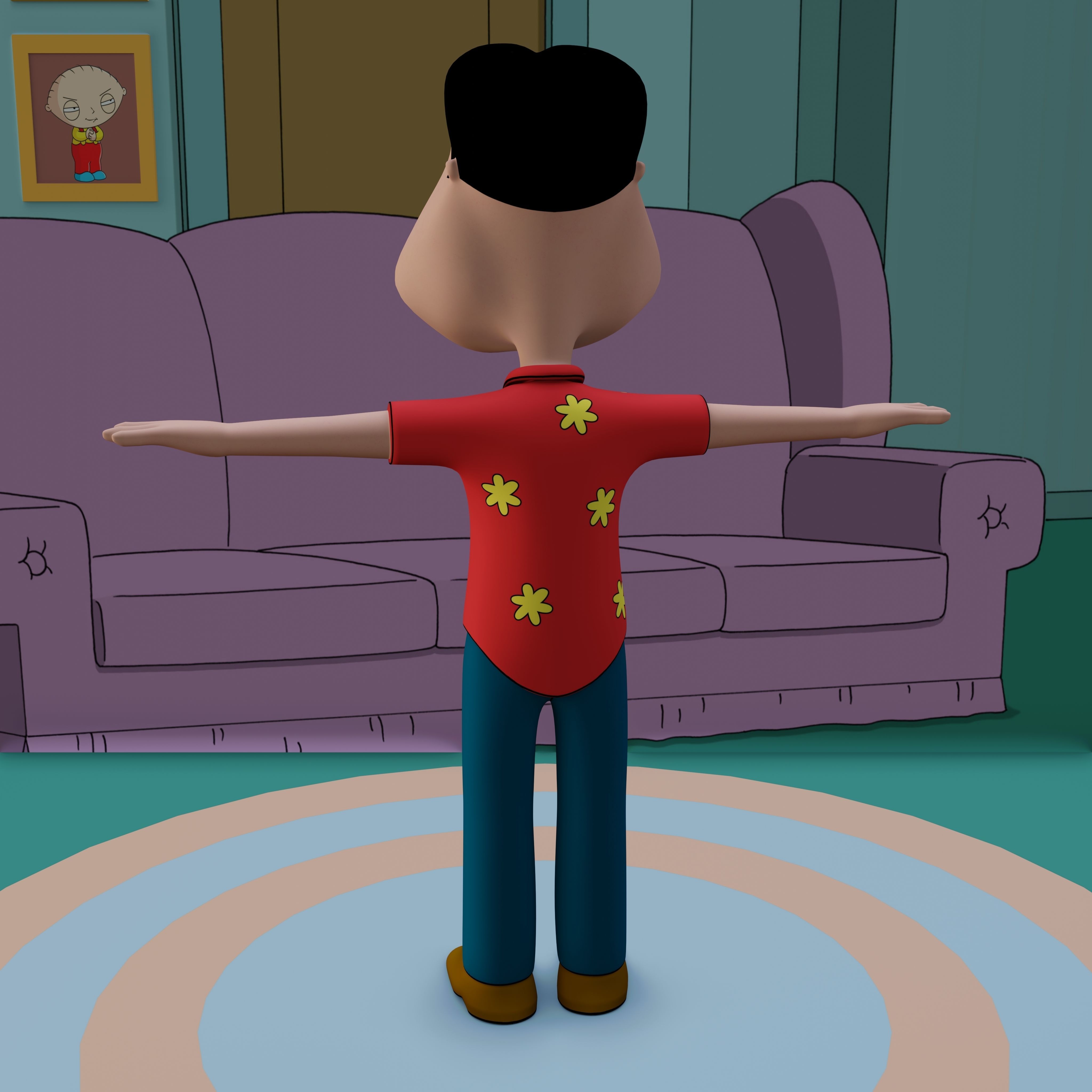 Glenn Quagmire From Family Guy - Rigged Low-poly 3D model_47