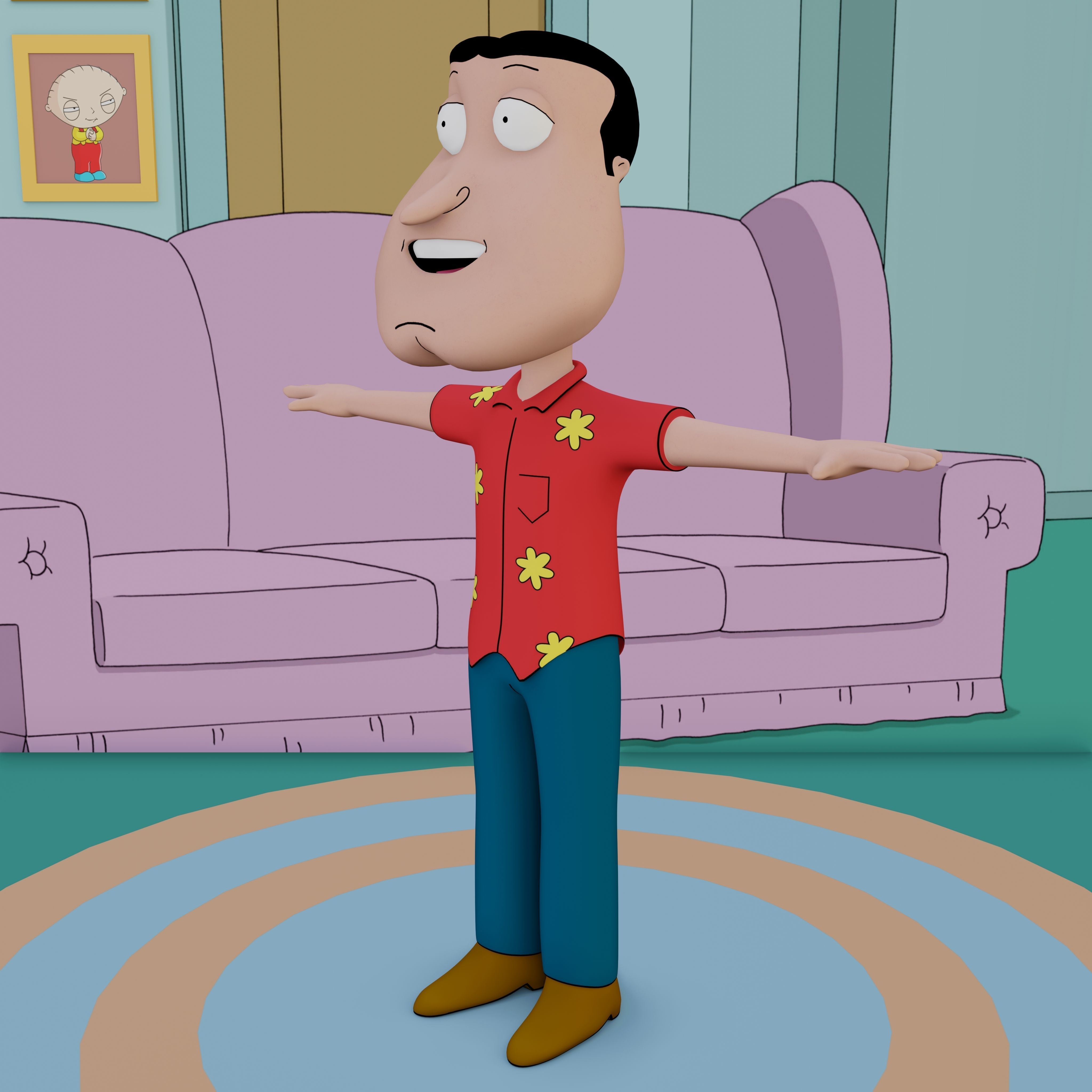 Glenn Quagmire From Family Guy - Rigged Low-poly 3D model_41