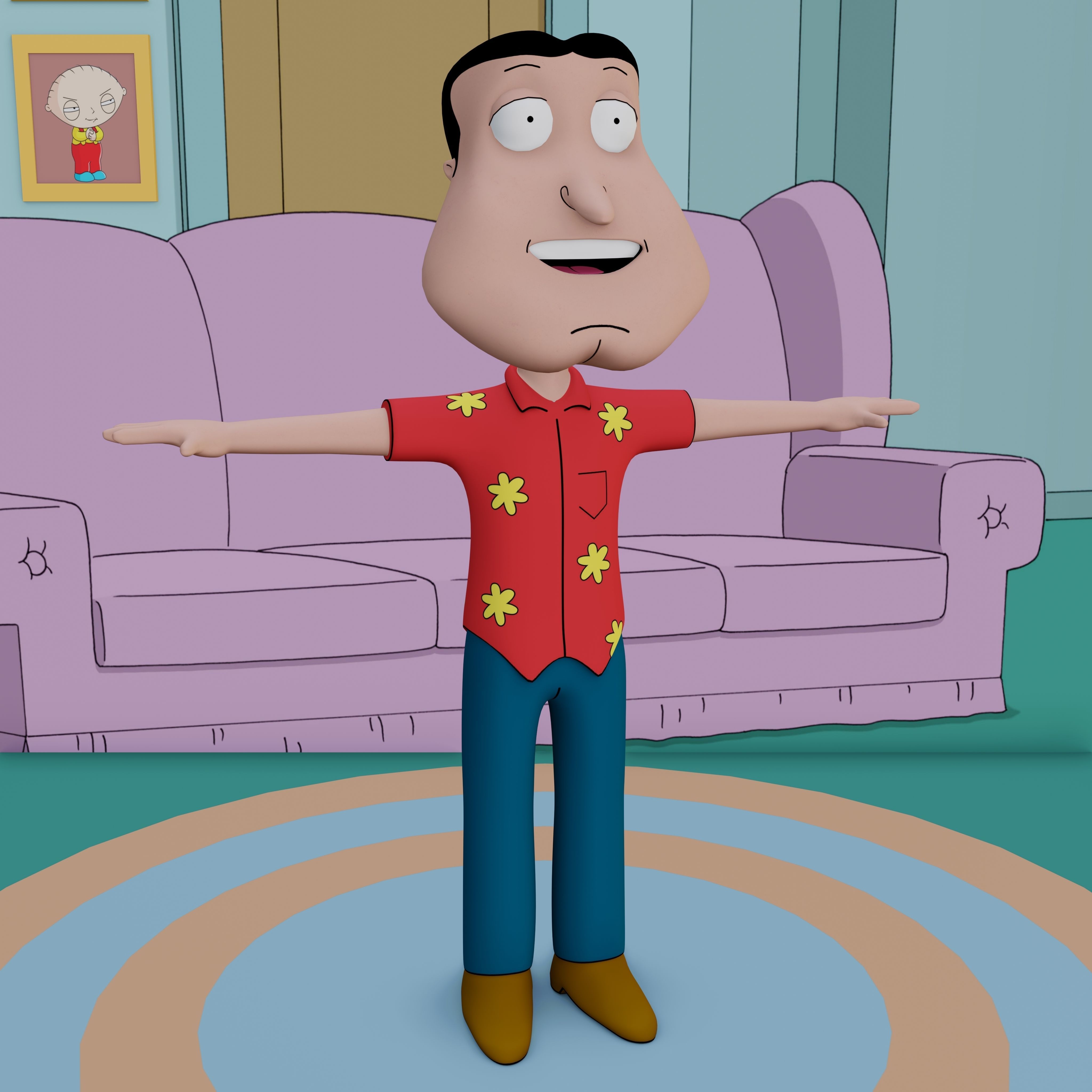 Glenn Quagmire From Family Guy - Rigged Low-poly 3D model_56