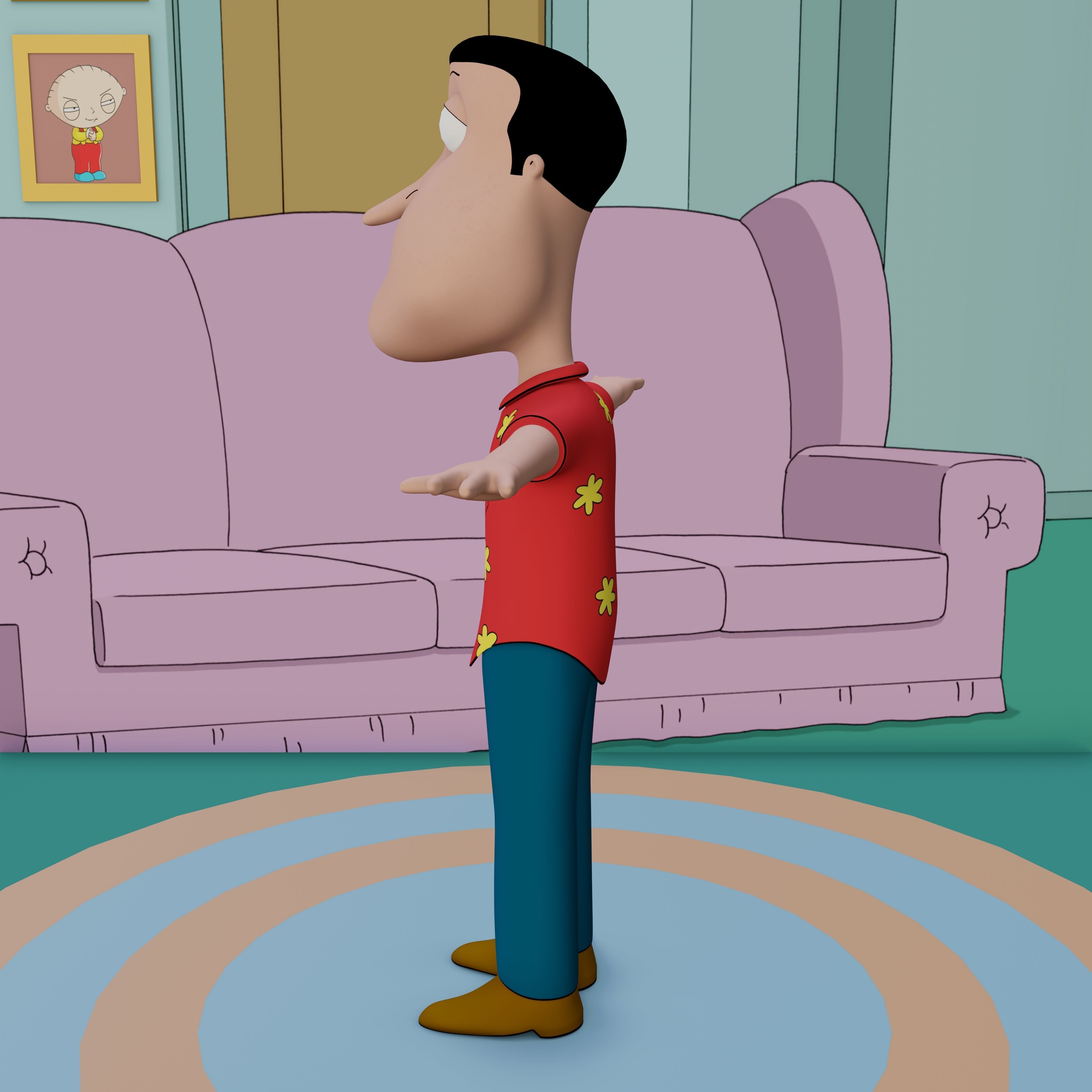 Glenn Quagmire From Family Guy - Rigged Low-poly 3D model_44