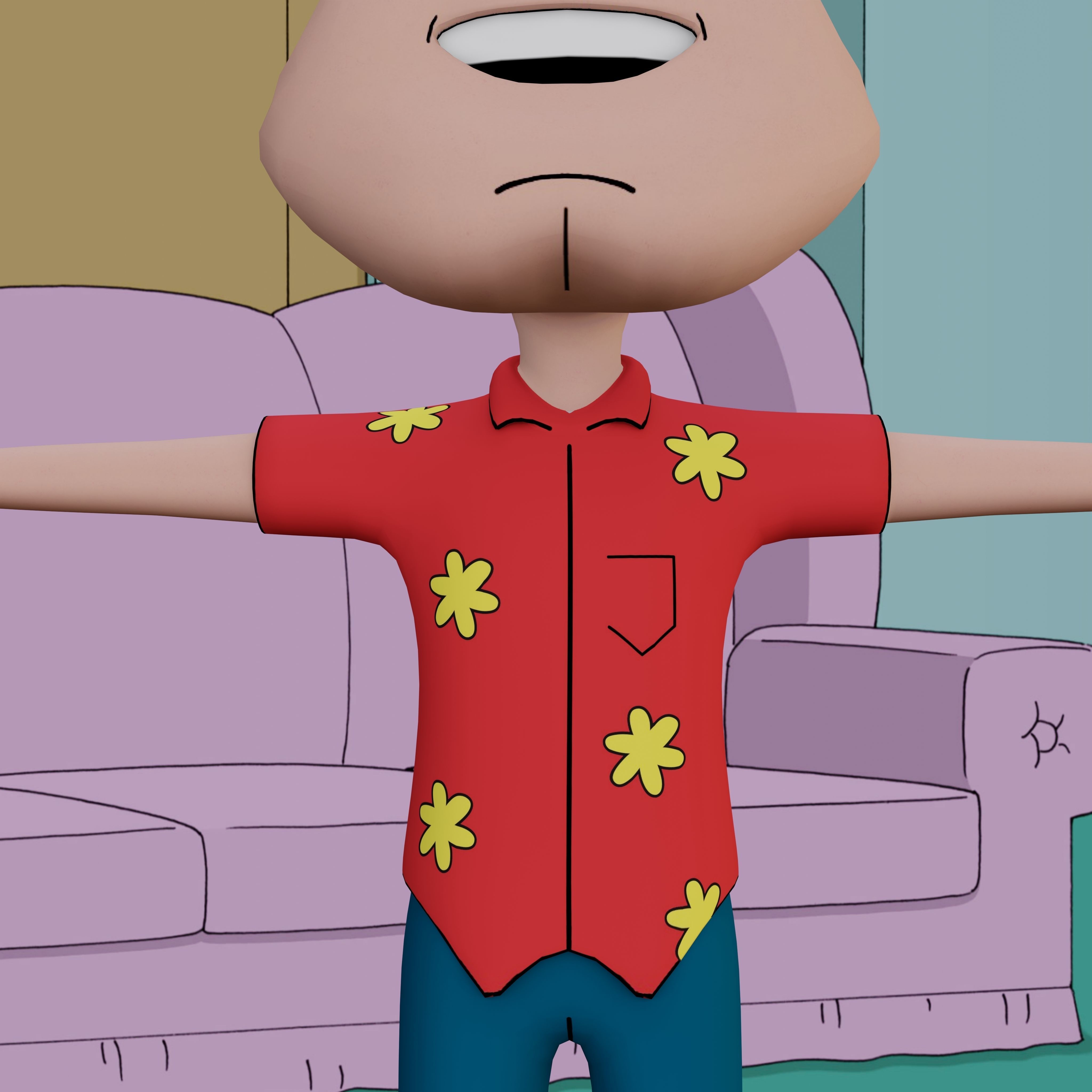 Glenn Quagmire From Family Guy - Rigged Low-poly 3D model_6