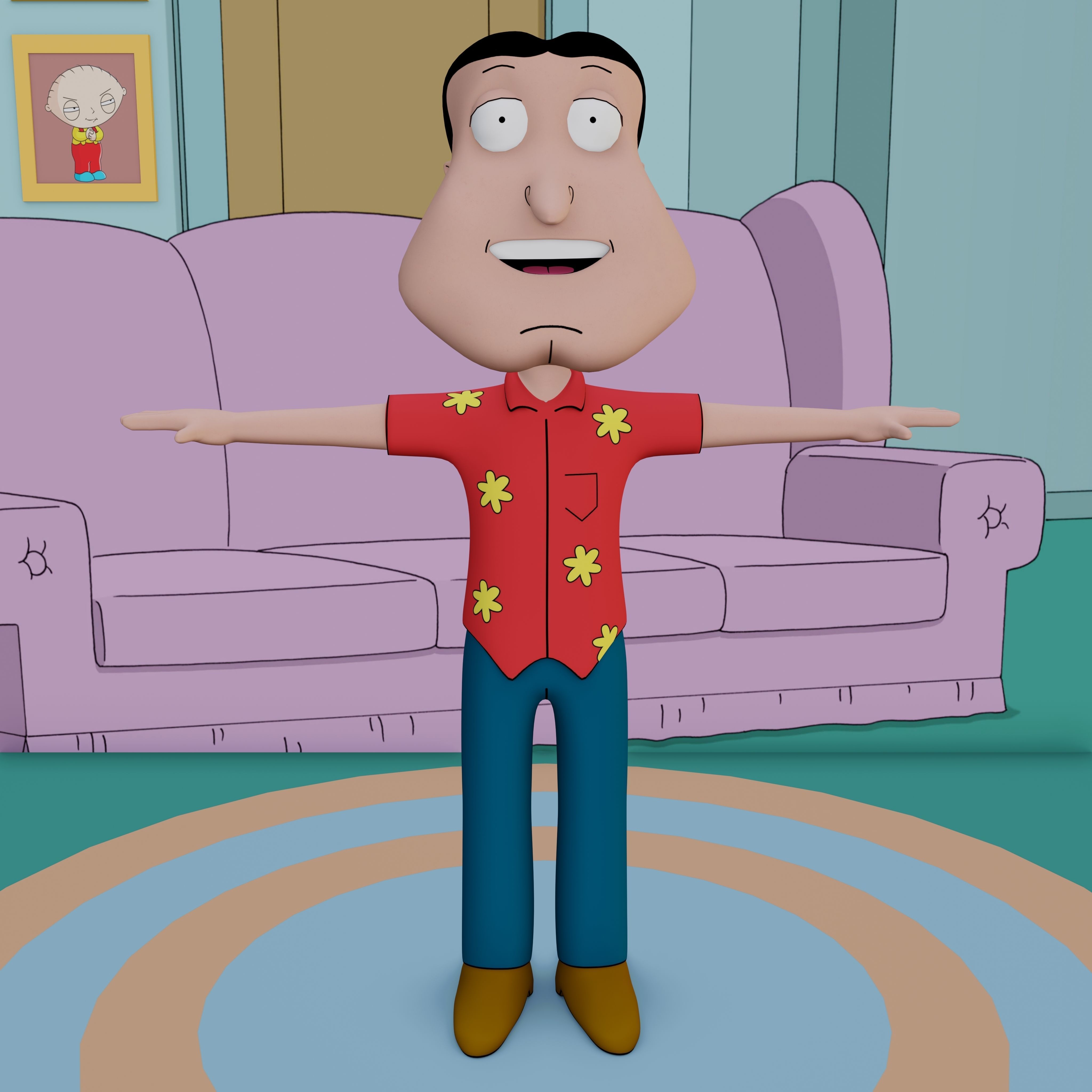 Glenn Quagmire From Family Guy - Rigged Low-poly 3D model_58