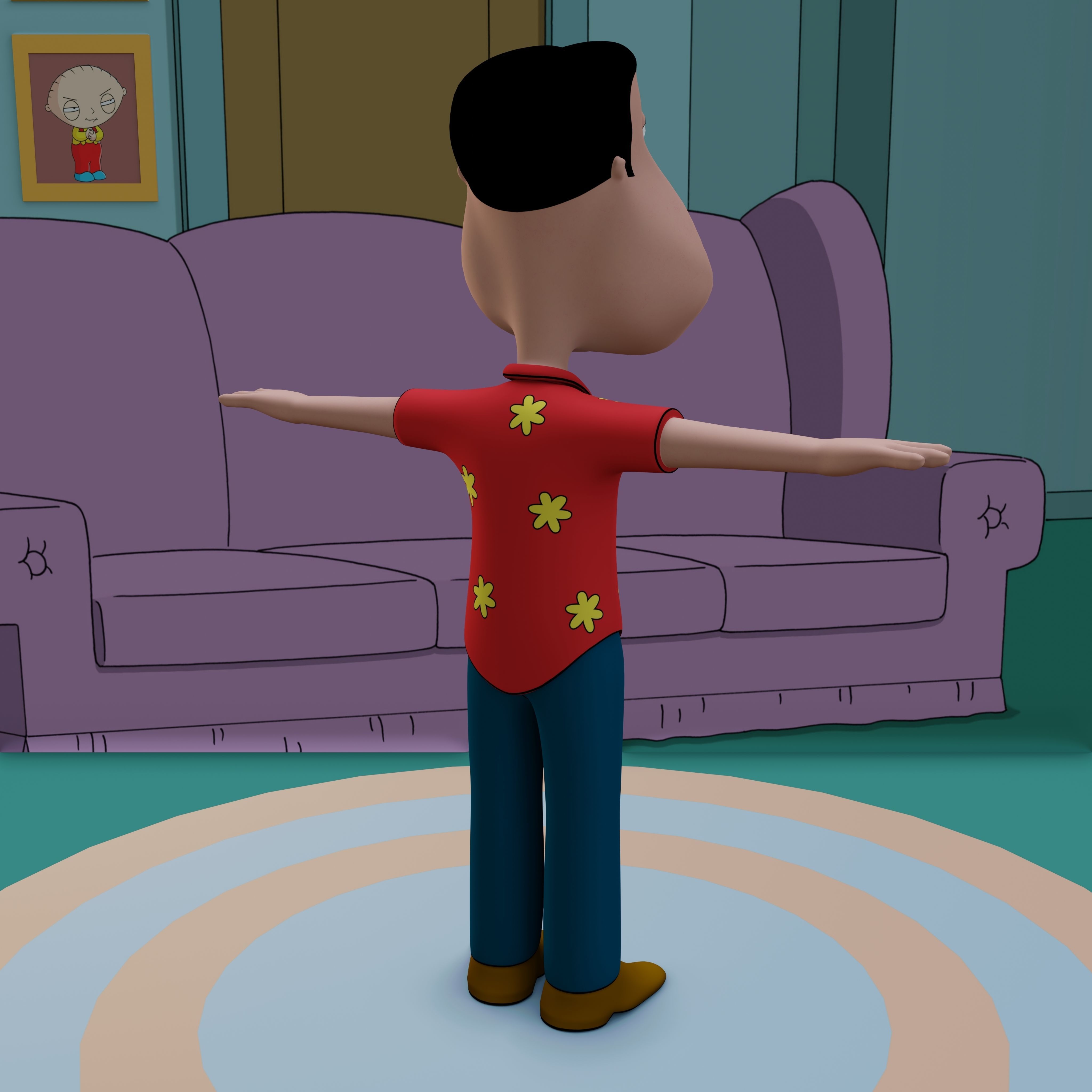 Glenn Quagmire From Family Guy - Rigged Low-poly 3D model_49