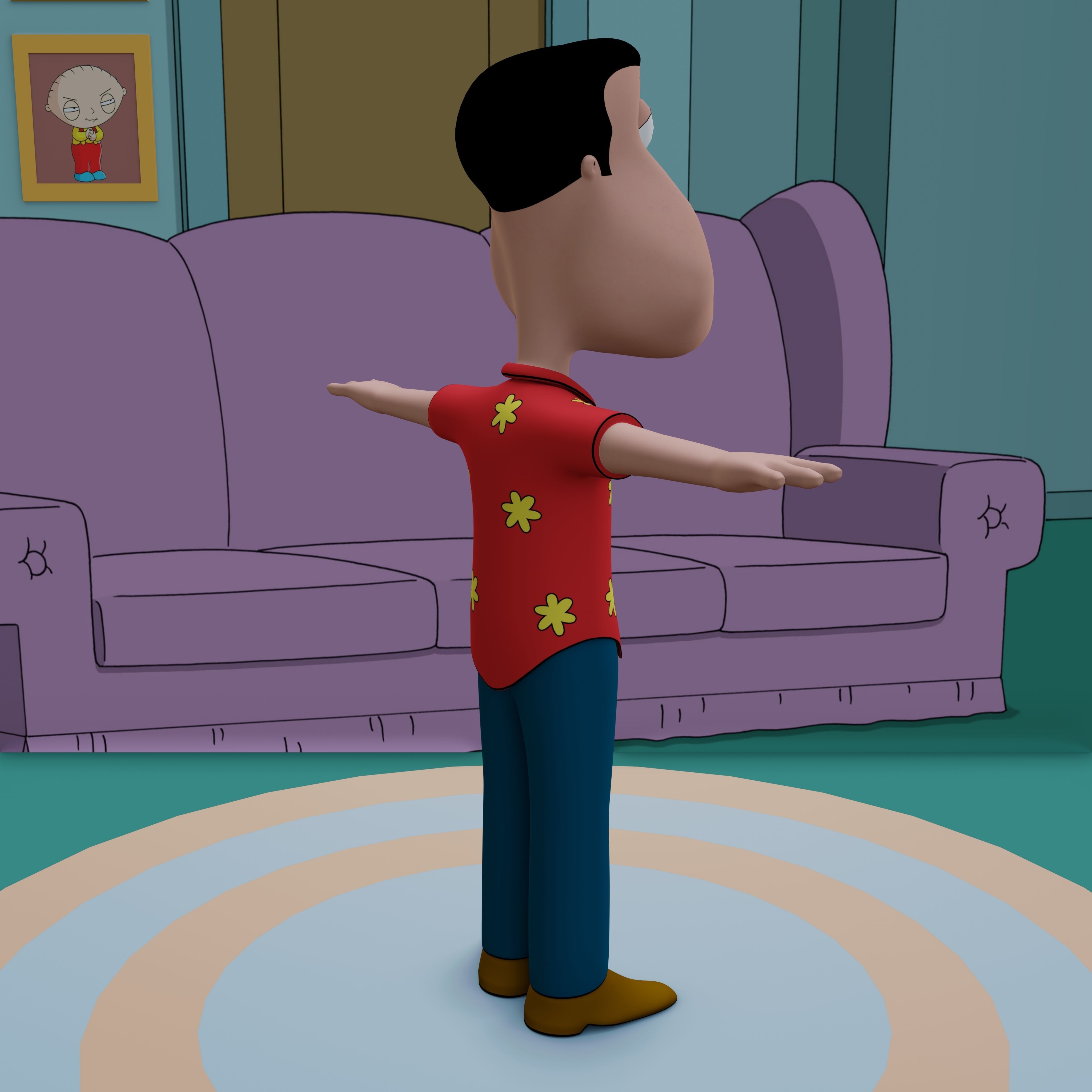 Glenn Quagmire From Family Guy - Rigged Low-poly 3D model_50