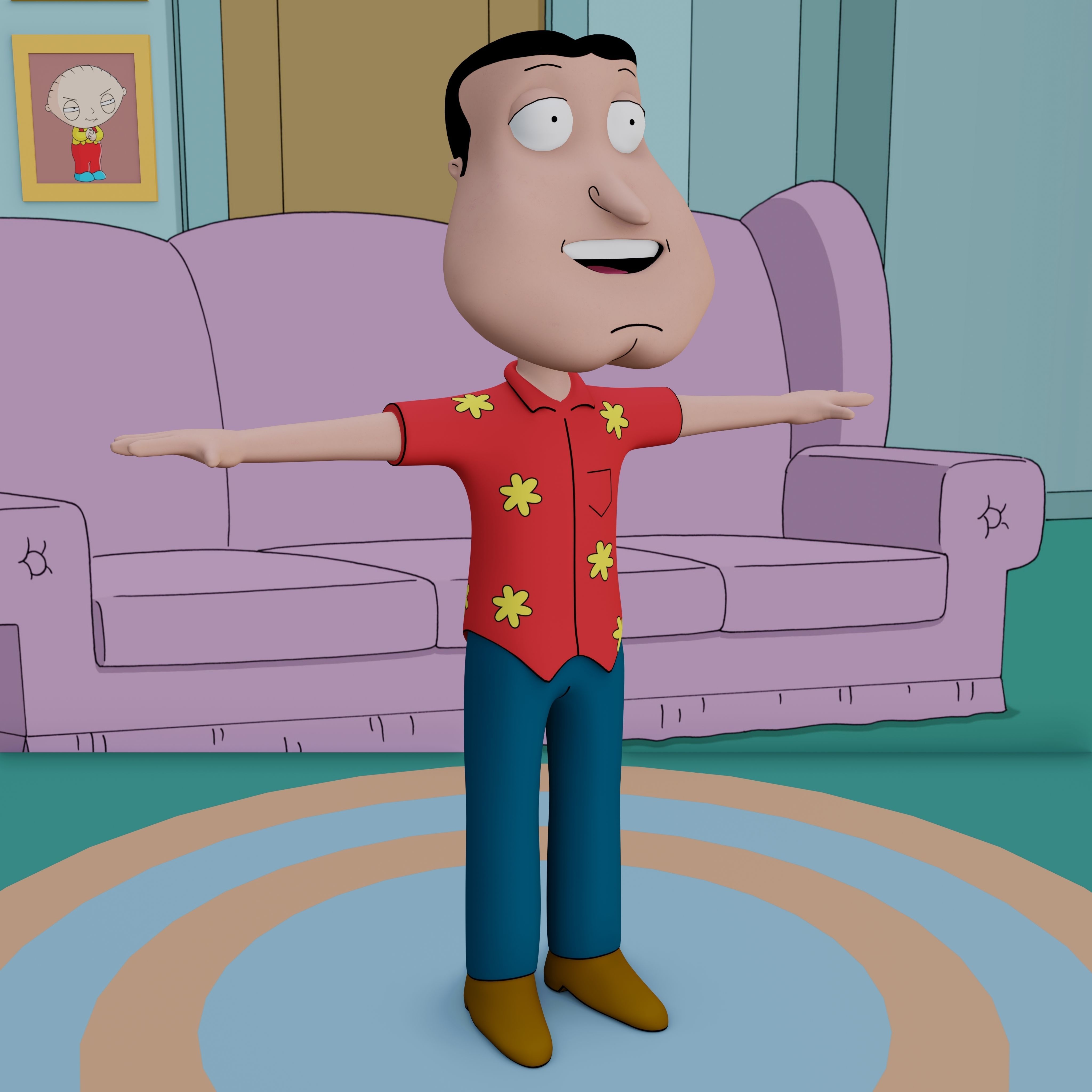 Glenn Quagmire From Family Guy - Rigged Low-poly 3D model_55