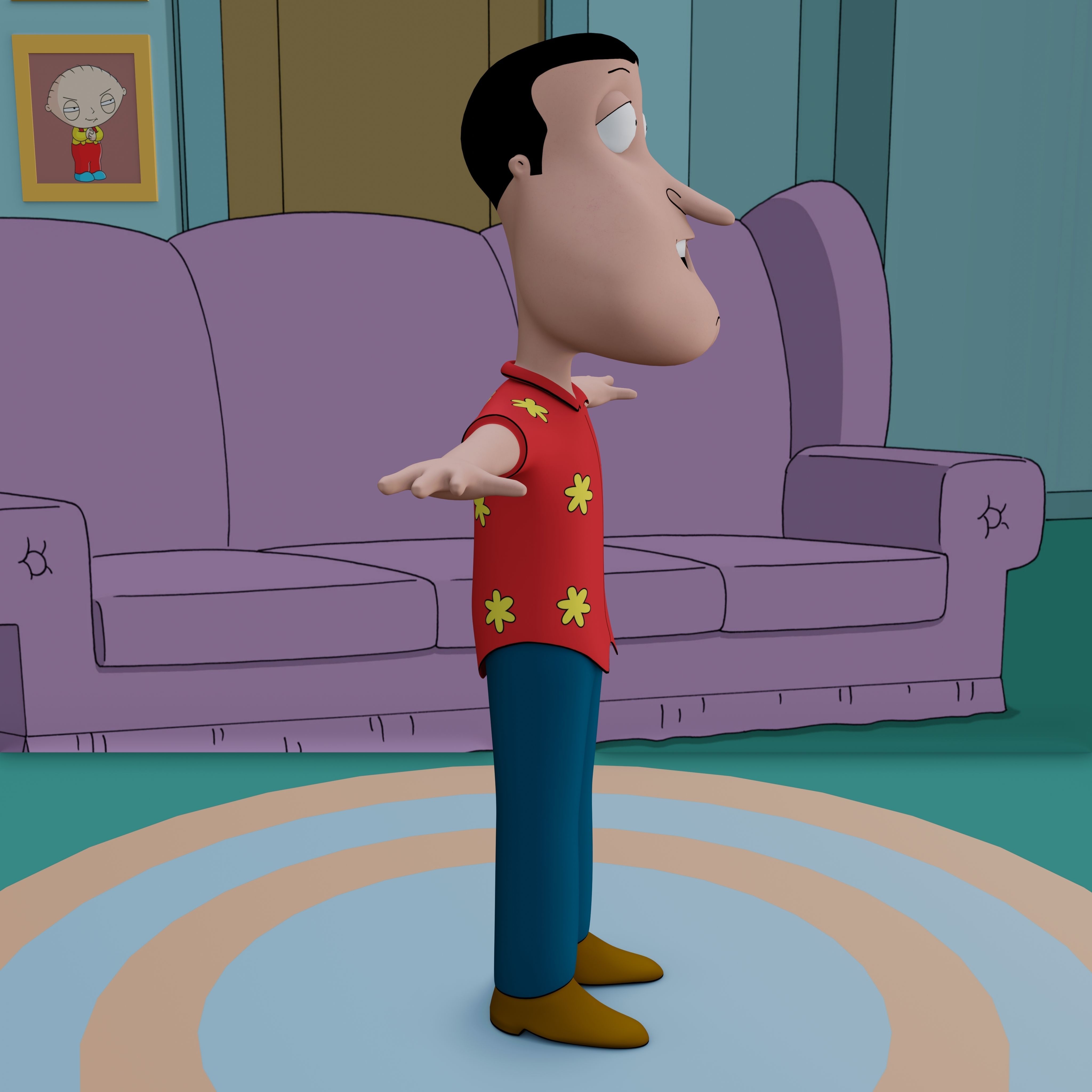 Glenn Quagmire From Family Guy - Rigged Low-poly 3D model_52