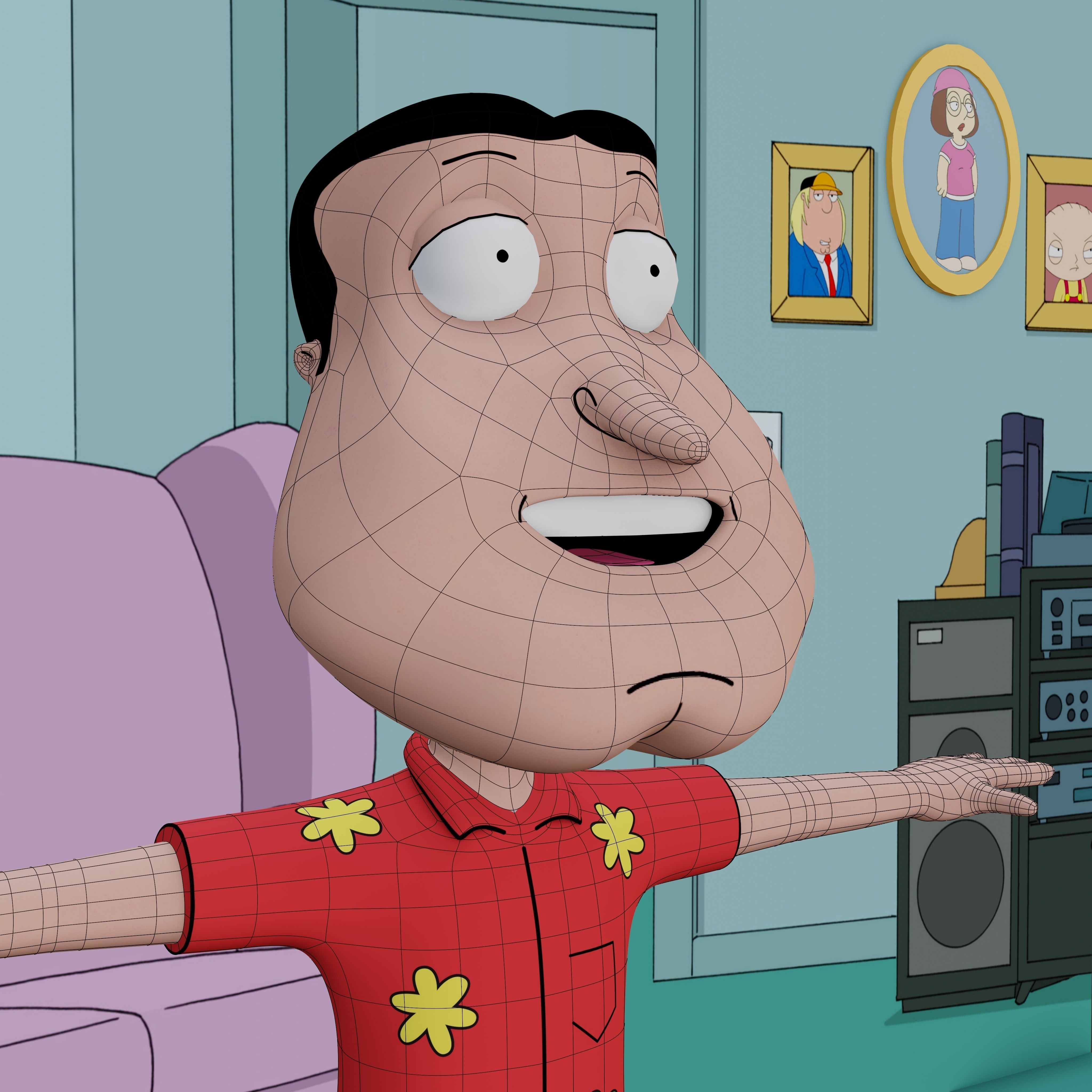 Glenn Quagmire From Family Guy - Rigged Low-poly 3D model_2