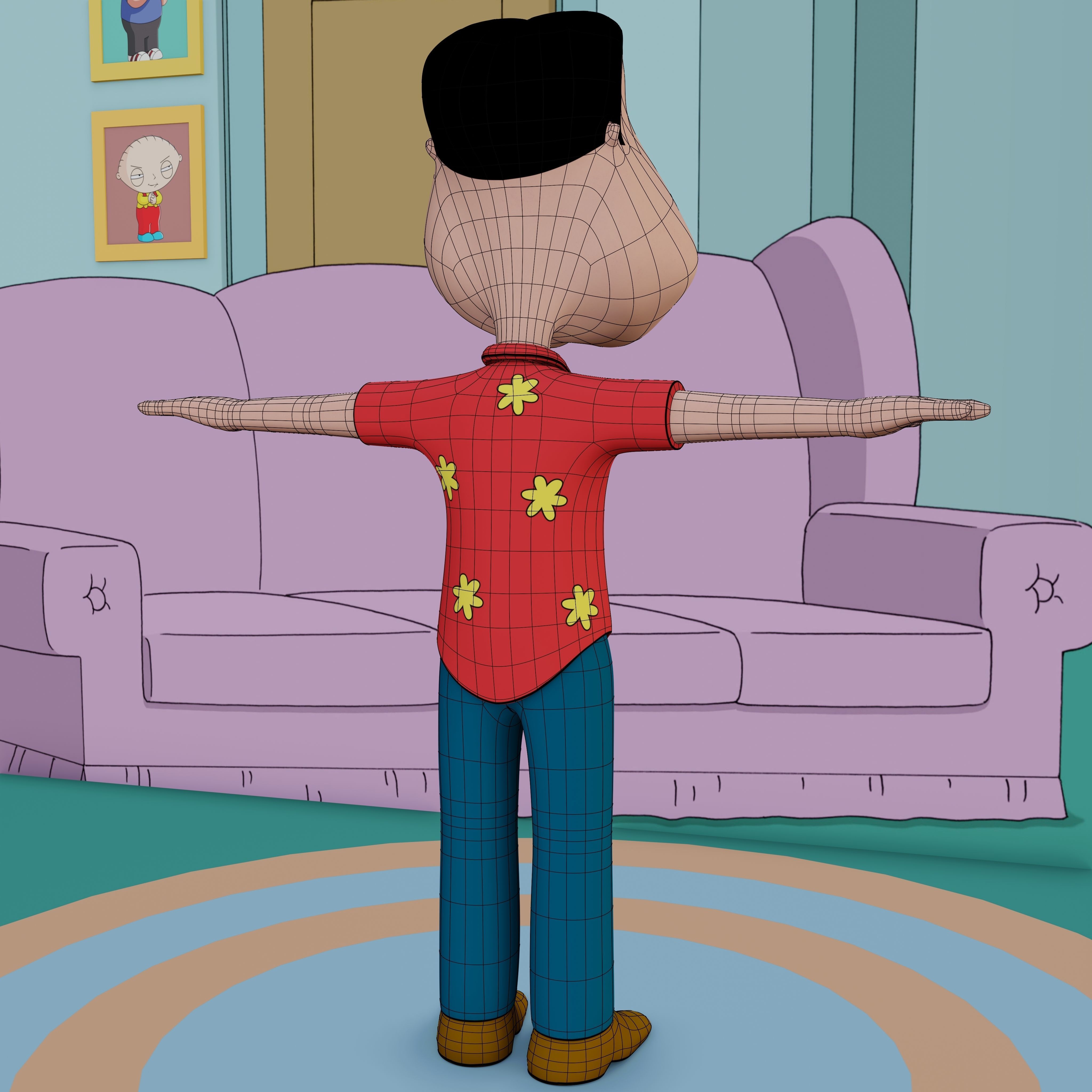 Glenn Quagmire From Family Guy - Rigged Low-poly 3D model_11