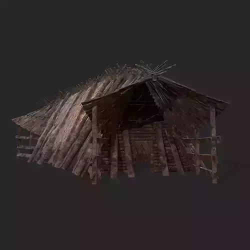 Viking Hut H Low-poly 3D model