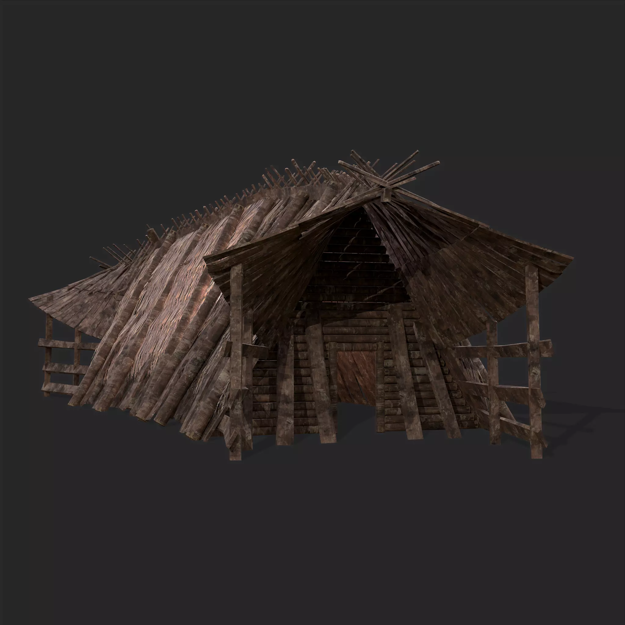Viking Hut H Low-poly 3D model_0