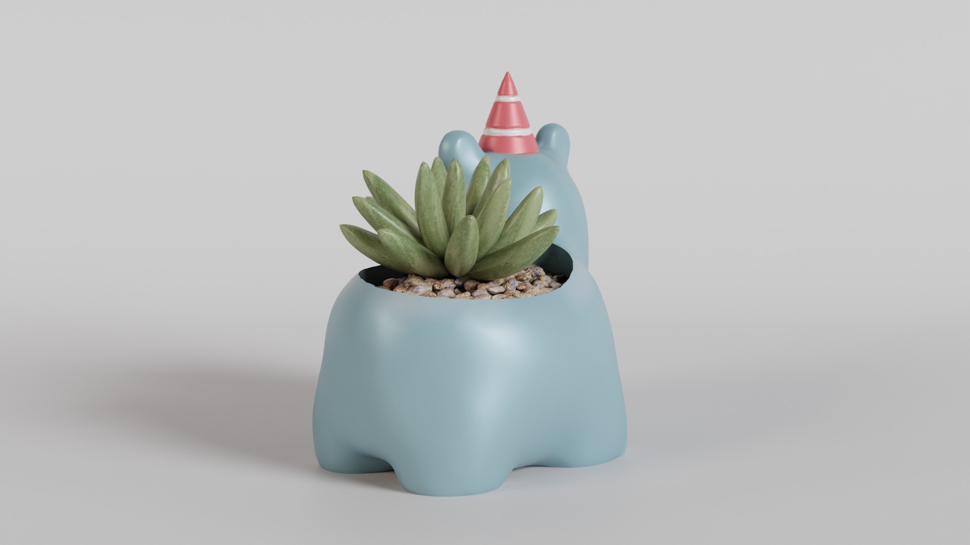 Whimsical Hippo Succulent Planter with Party Hat 3D print model_5